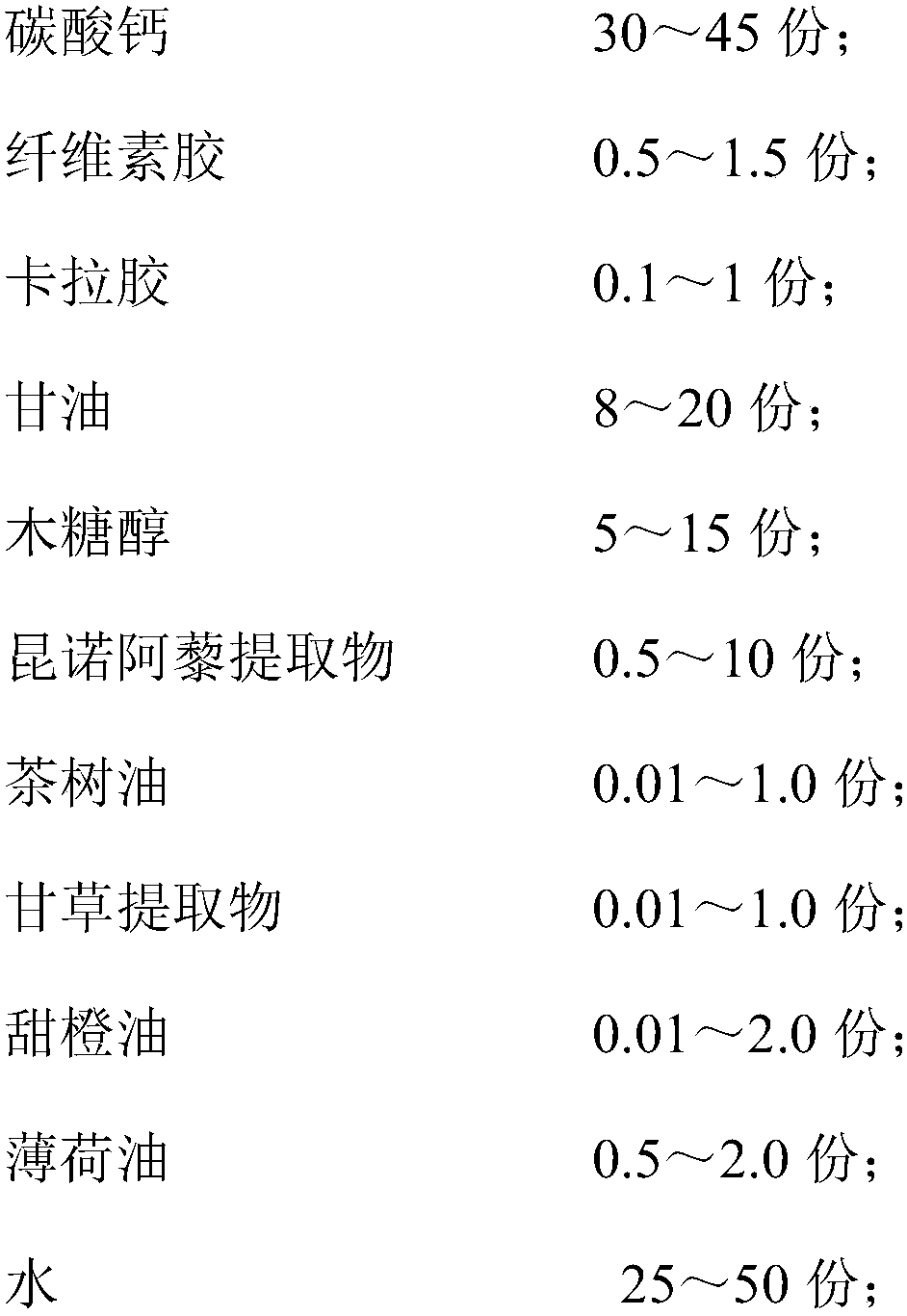 Toothpaste prepared from goosefoot extract, and preparation method thereof