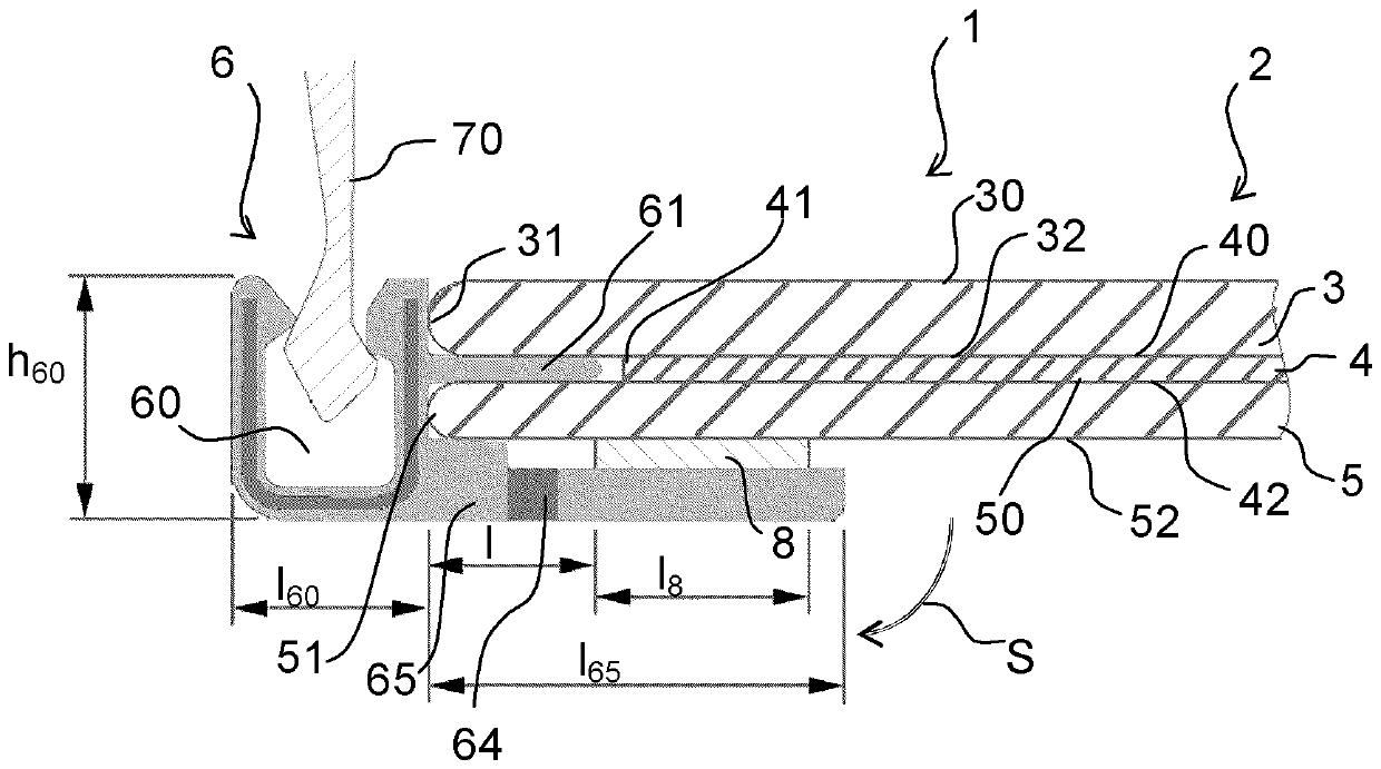 Laminated glazing comprising a profiled clipping bead