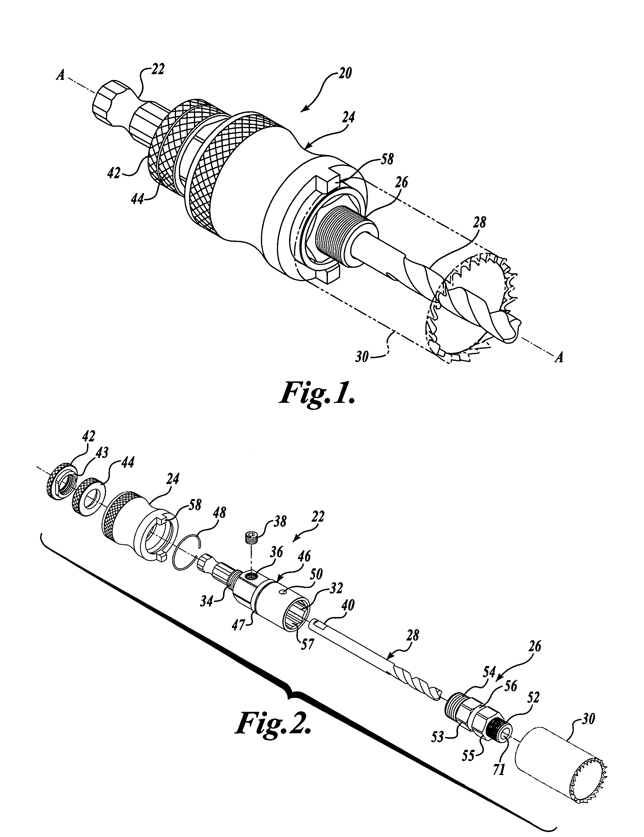 Hole saw arbor