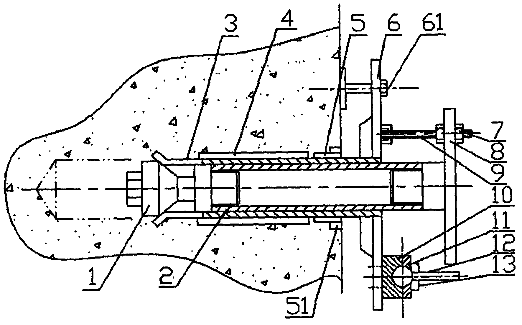 Detachable universal composite anchor rod of high-altitude road along cliff