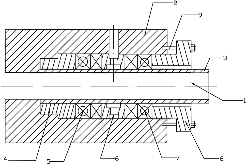 Sealing structure for asbestos packing of water pump bearing