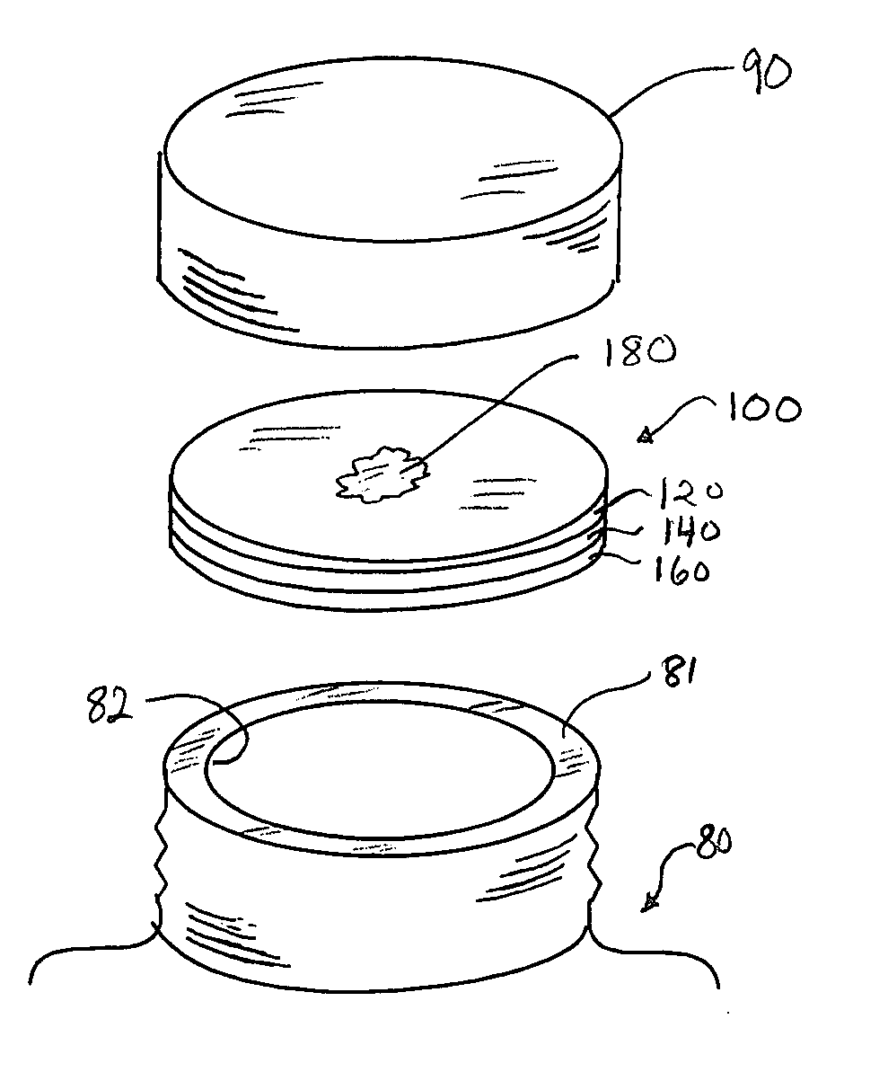 Container sealing material having a heat-releasable interlayer