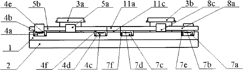 Double-rail double-drive-based three-beat double-workpiece bench exchange apparatus and method thereof