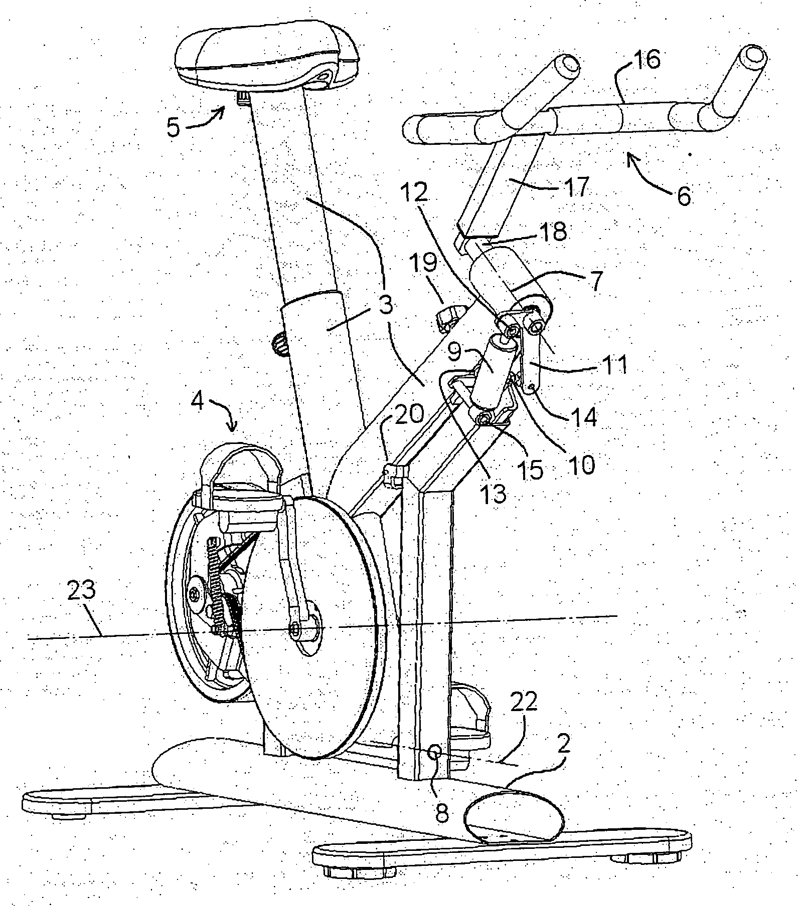 Static pedalling fitness apparatus with lateral swinging