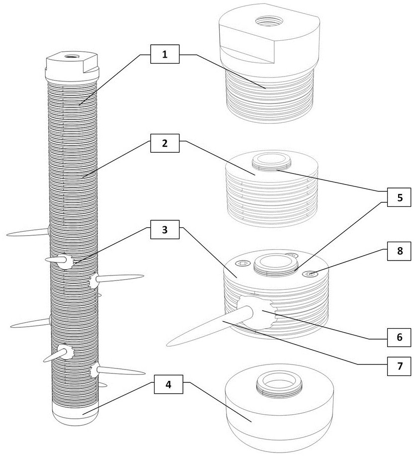 A combined 3D spiral perforation simulation injection device and simulation method