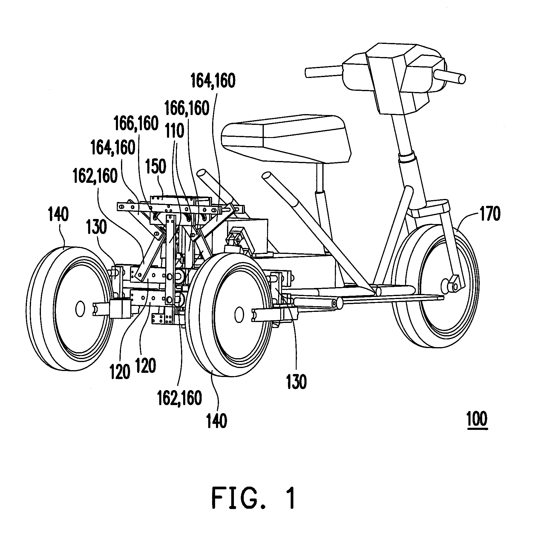 Three-wheeled motor vehicle with high safety