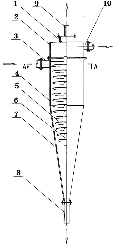 Spiral-flow type electric dehydrator for crude oil