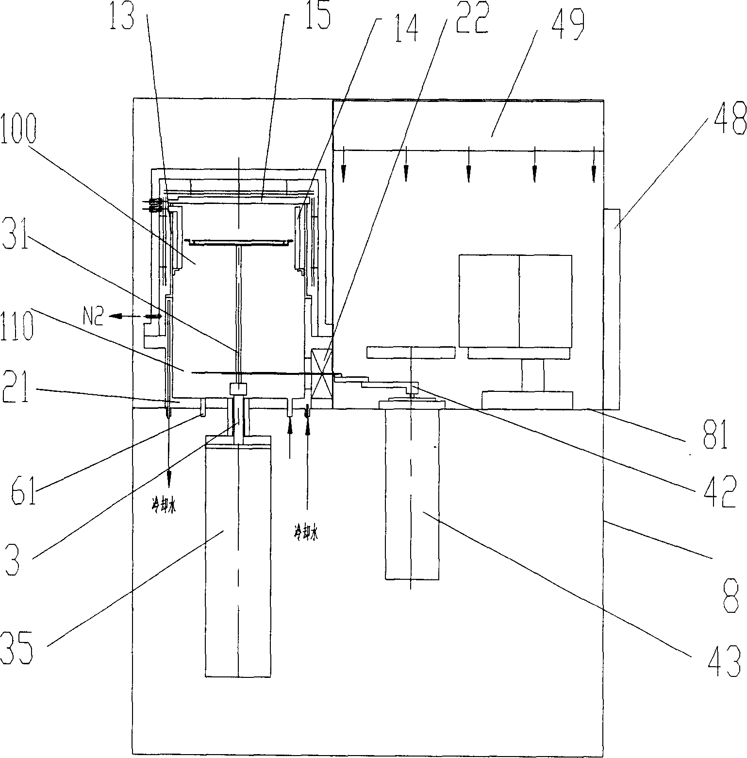 Fast semiconductor heat-treating facility with vertical heat treating chamber