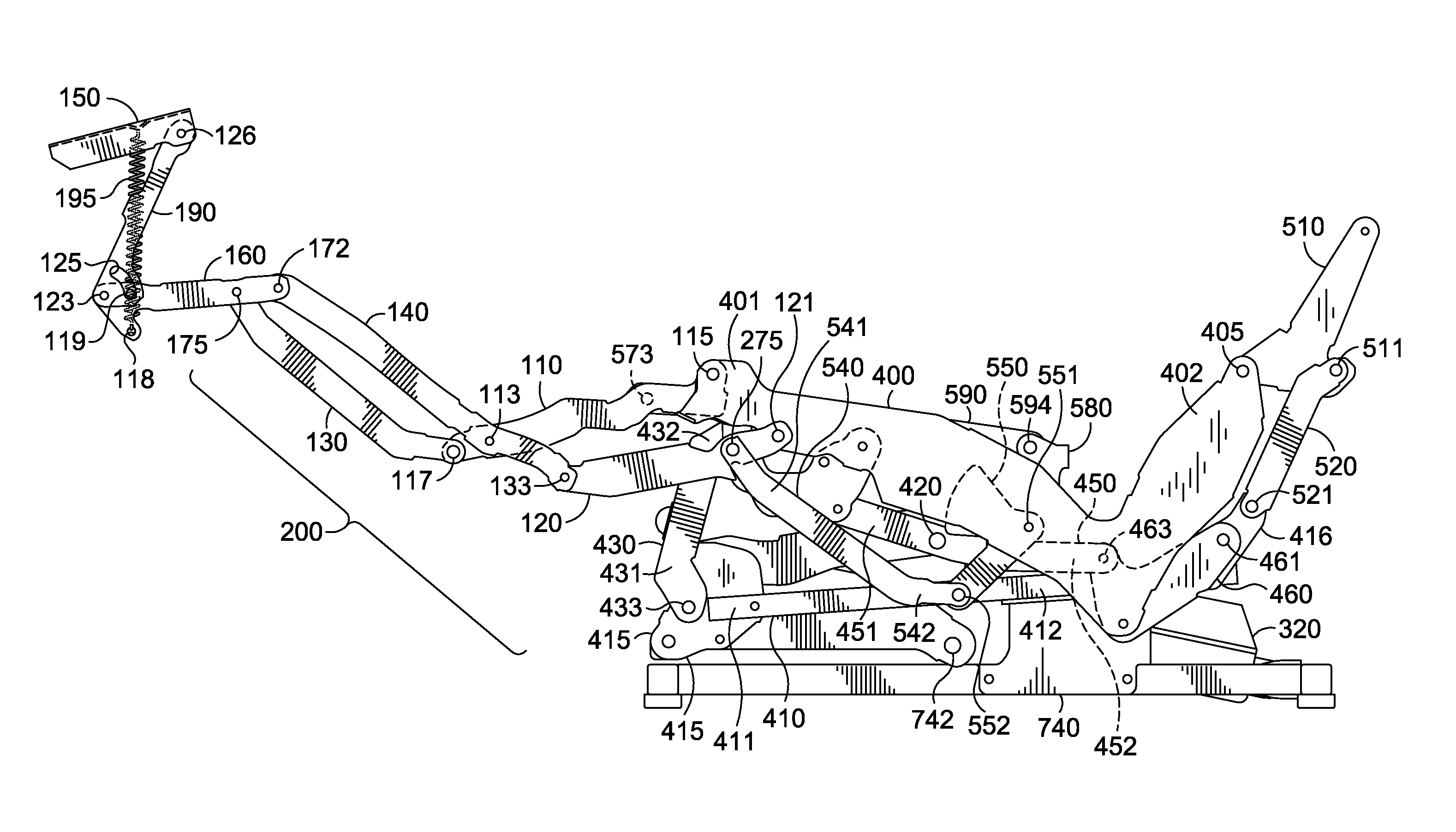 Zero-wall clearance linkage mechanism for a lifting recliner