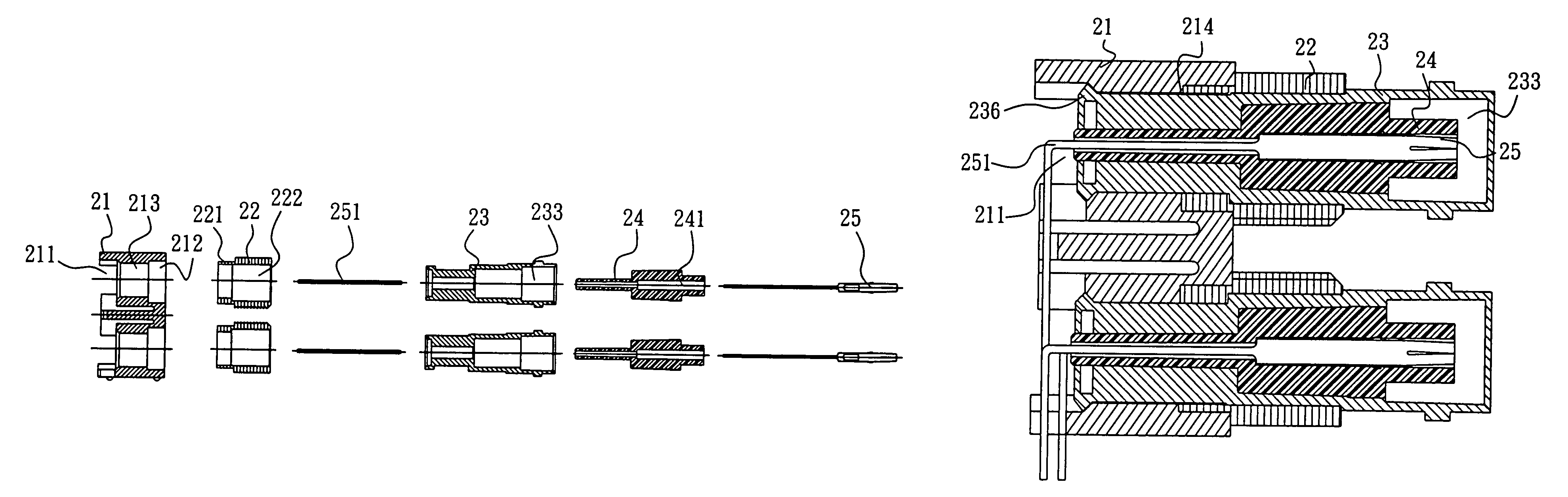 Multiple pieces dual type BNC connector