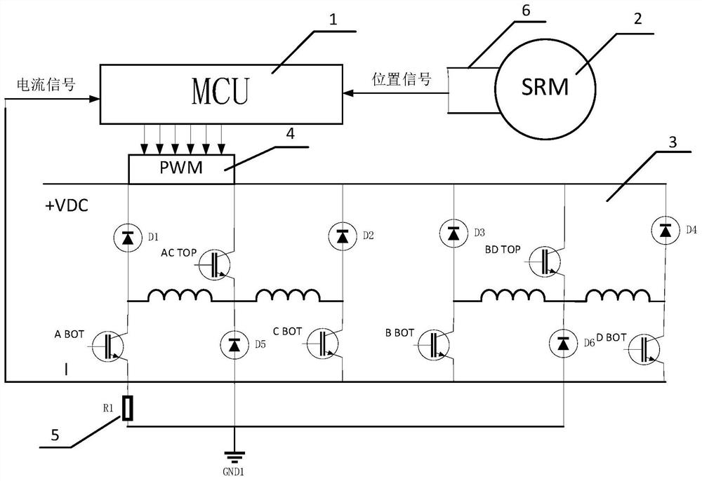 Current loop reconstruction method for controlling four-phase switched reluctance motor