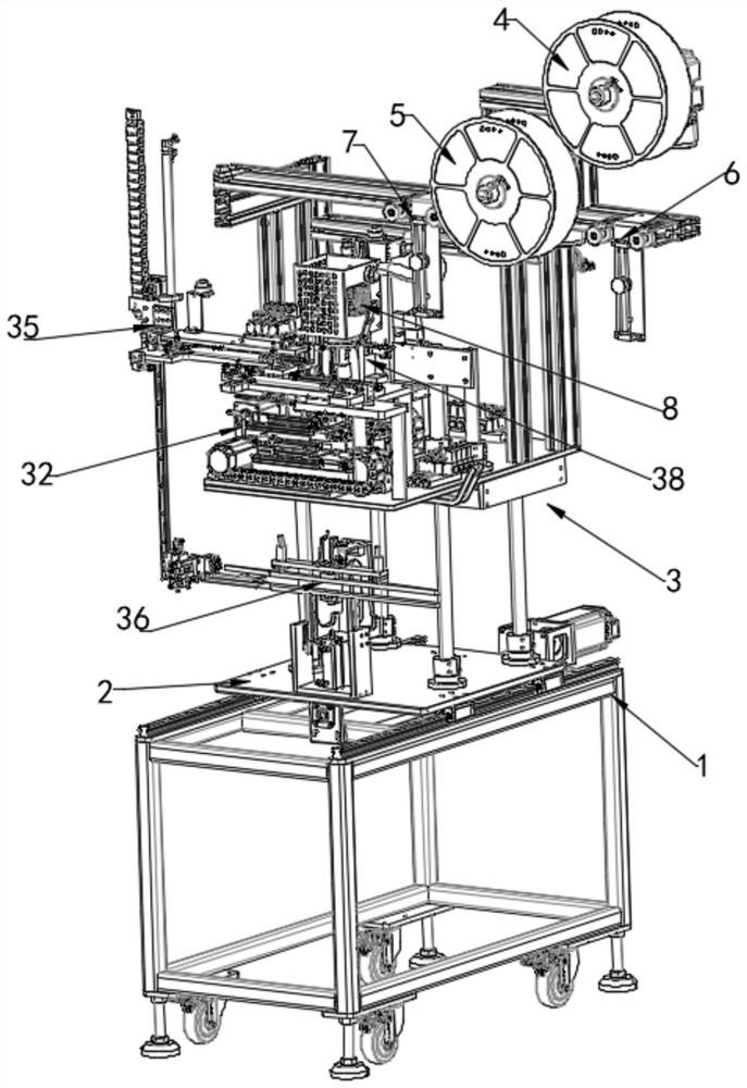 Mark belt placement equipment for abdominal pad processing