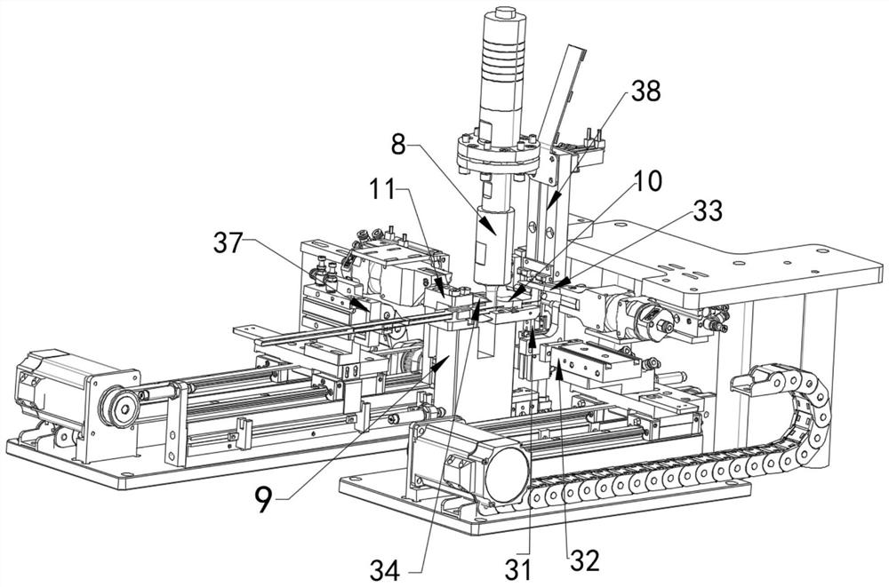 Mark belt placement equipment for abdominal pad processing