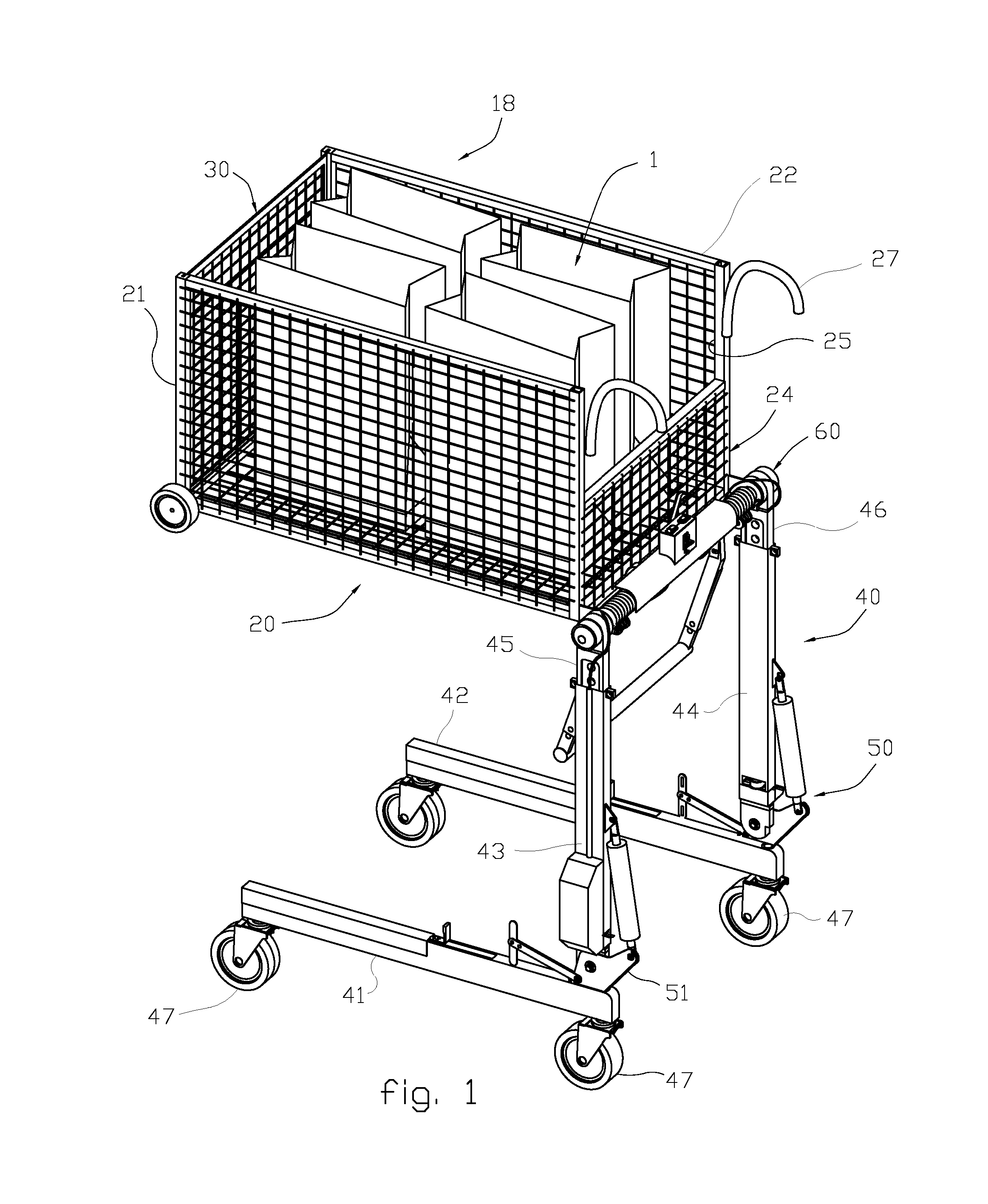 Shopping cart with folding legs