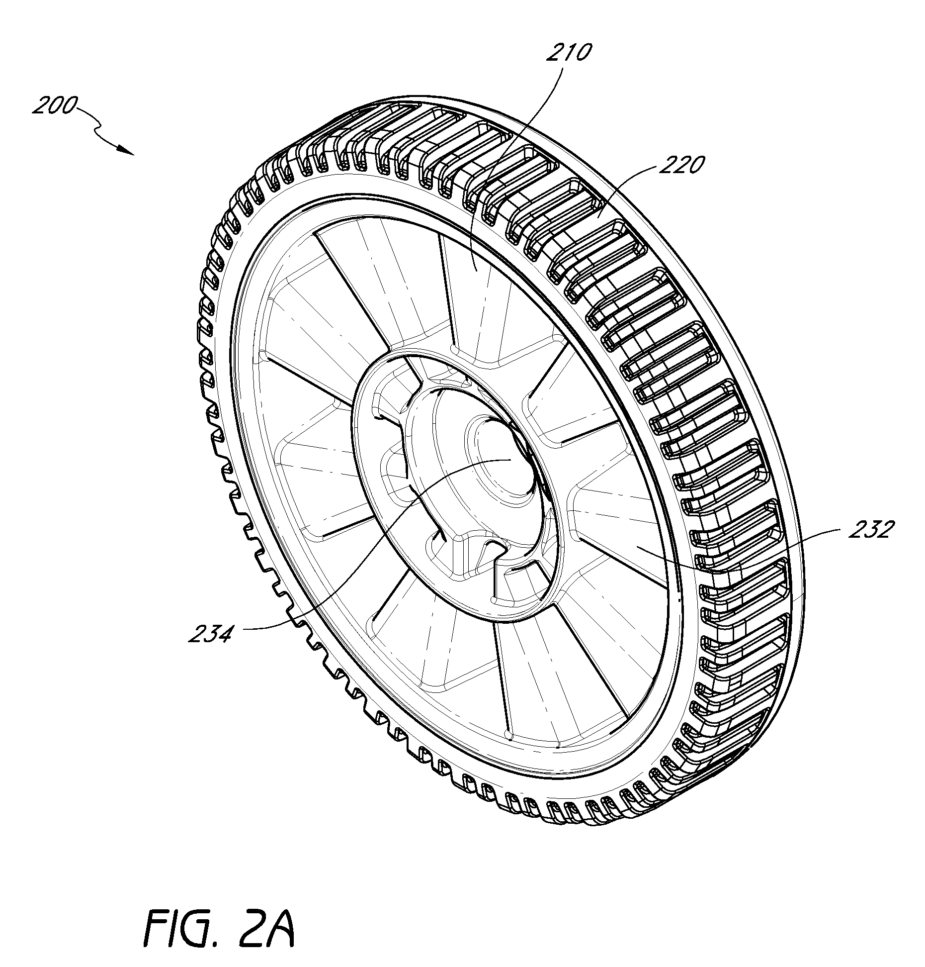 Wheel including tread coupled to rim