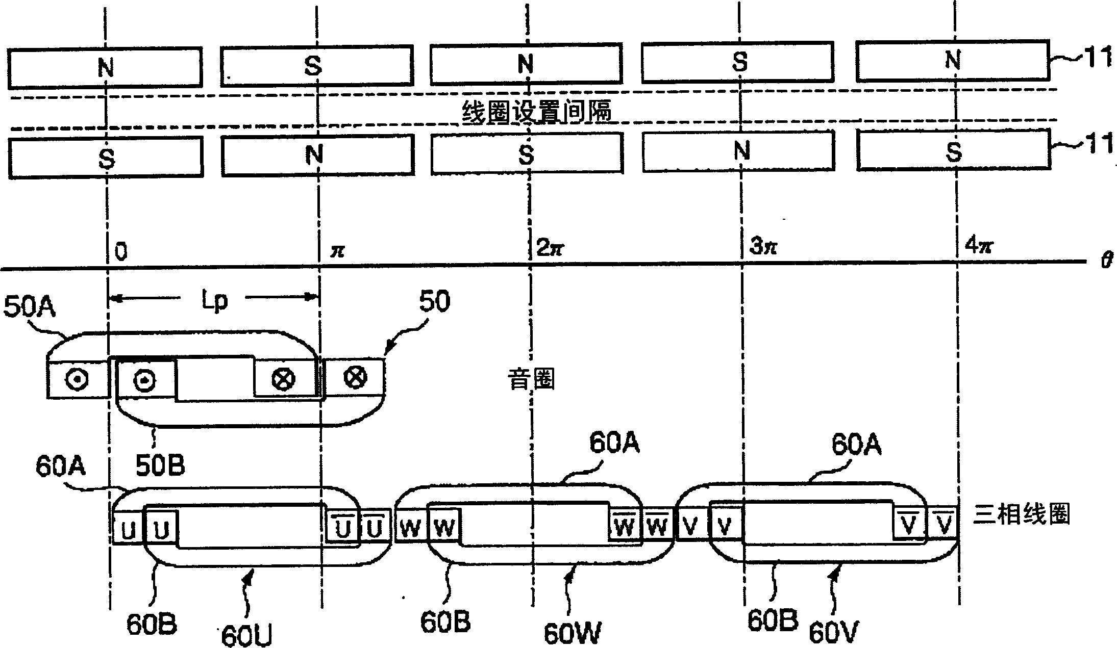 Voice coil motor and three-phase linear motor