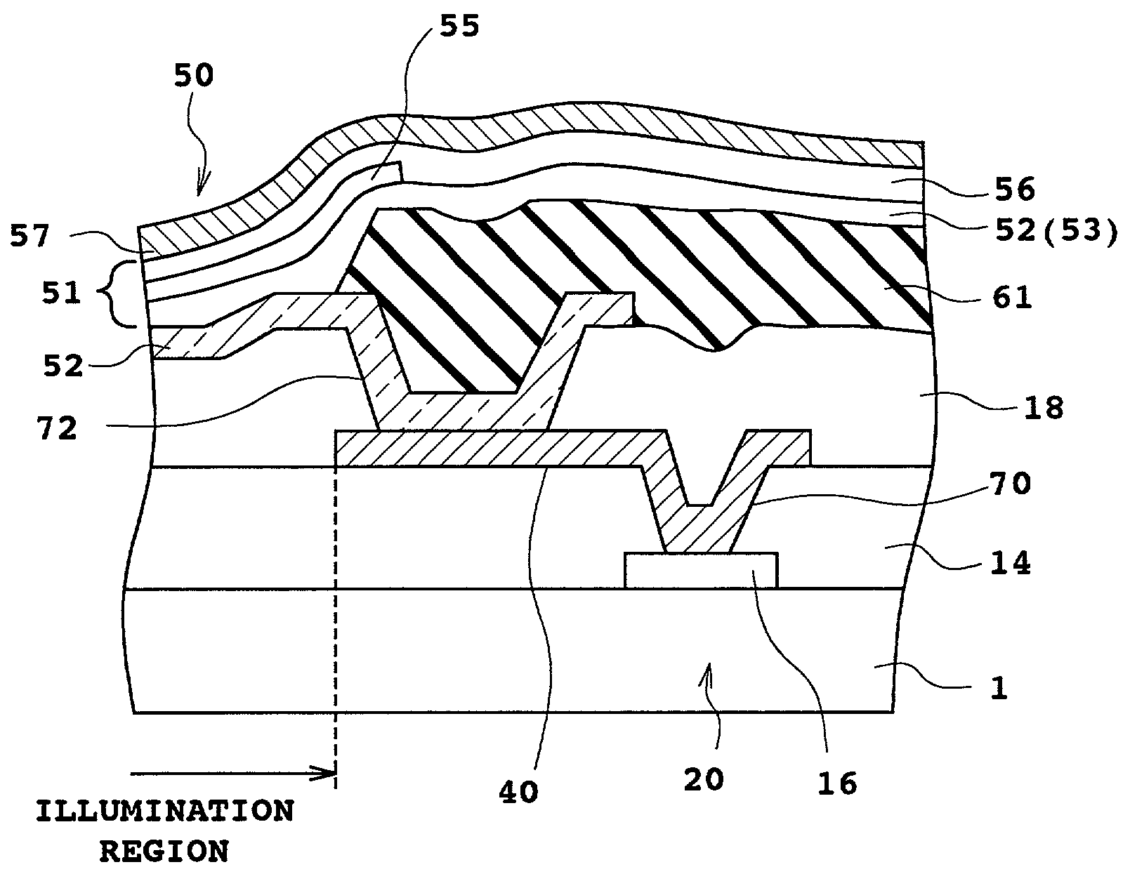 Thin film transistor for supplying power to element to be driven