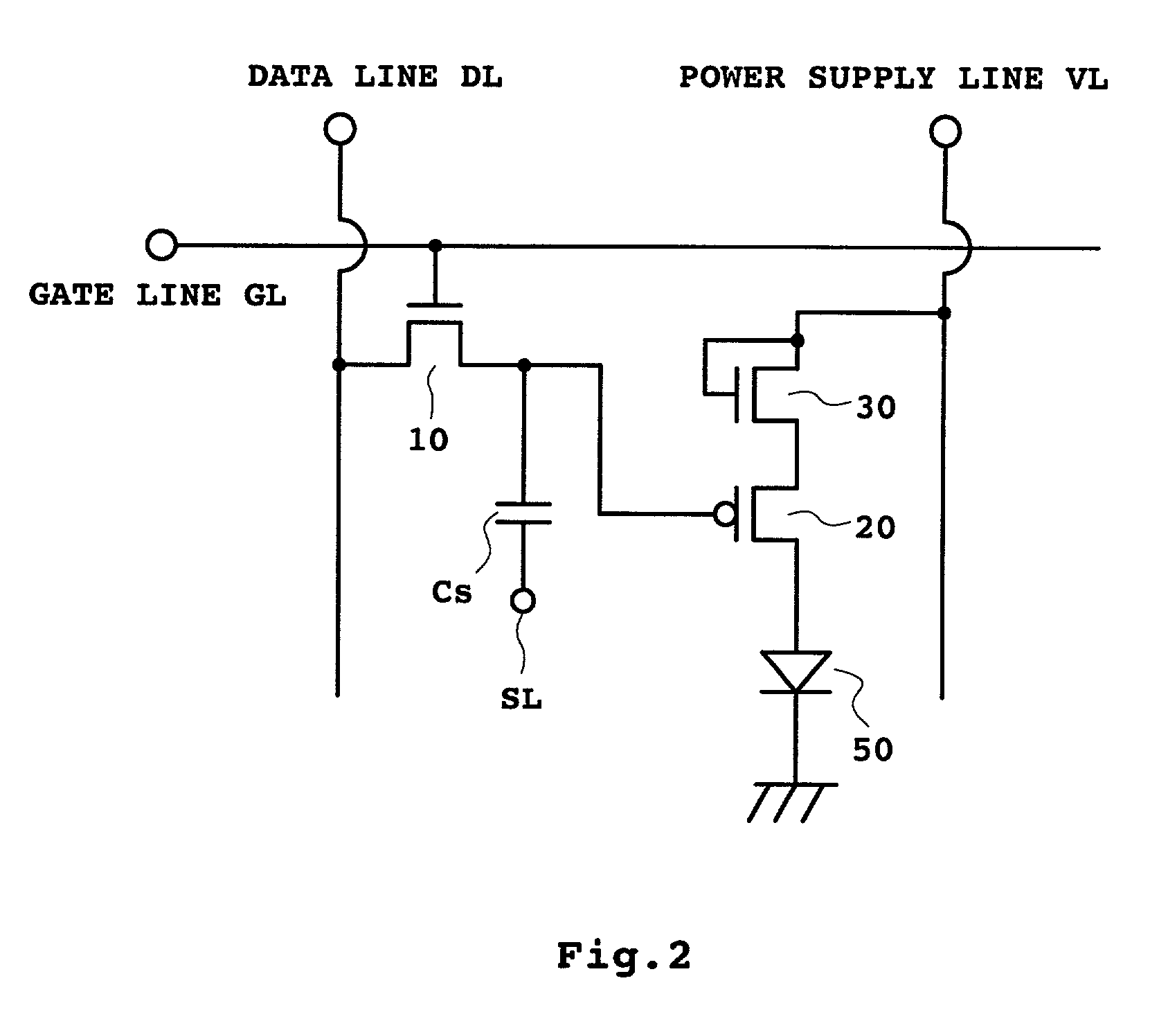 Thin film transistor for supplying power to element to be driven