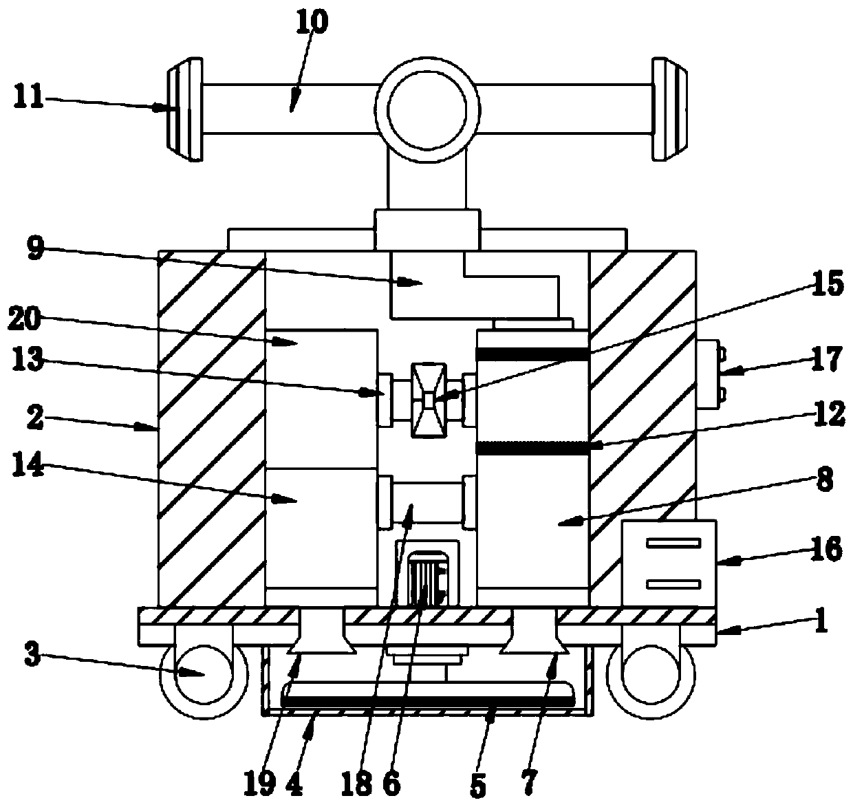 Dust removal device with mobile cycle treatment function for building material workshop