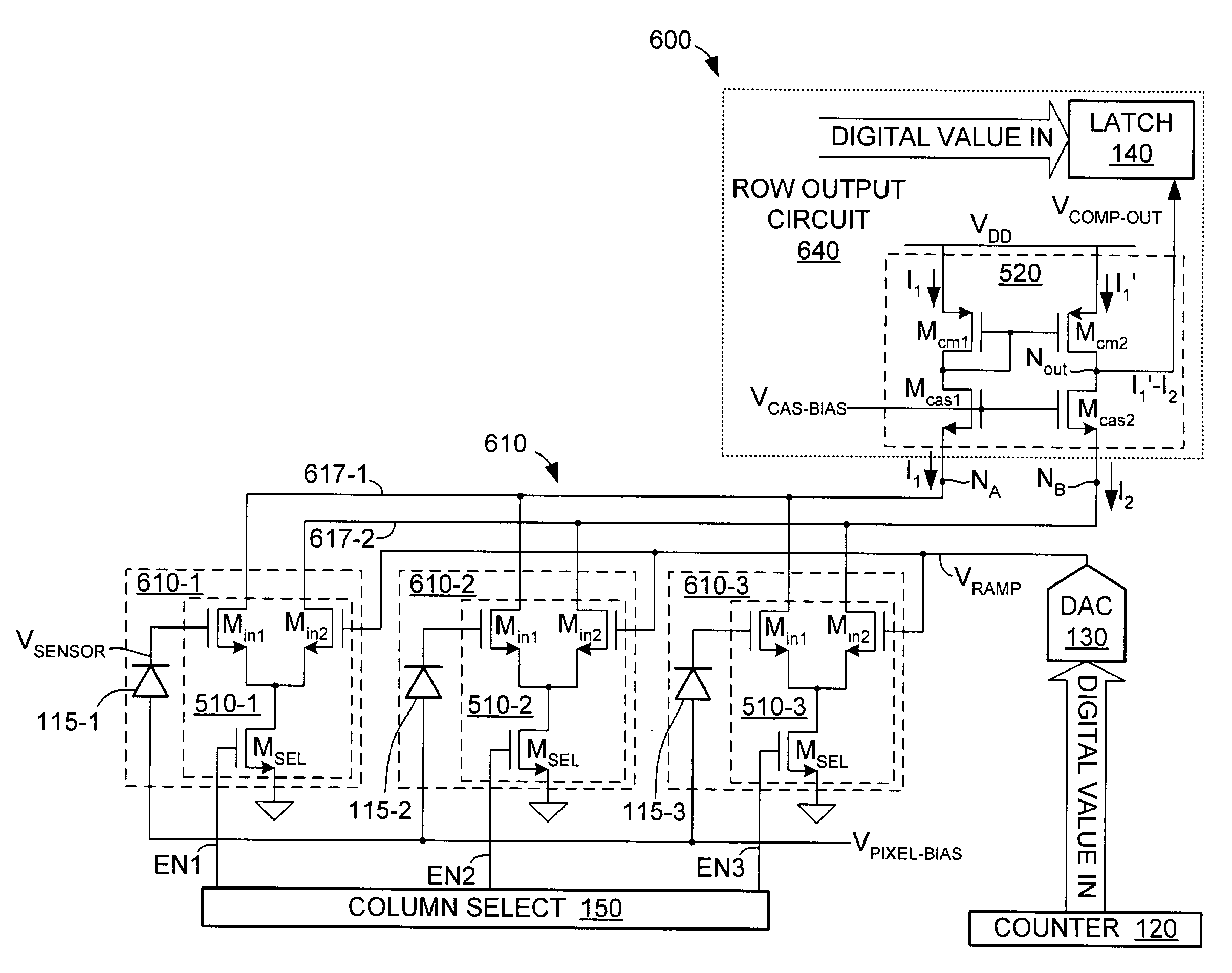 Large-area imager with direct digital pixel output