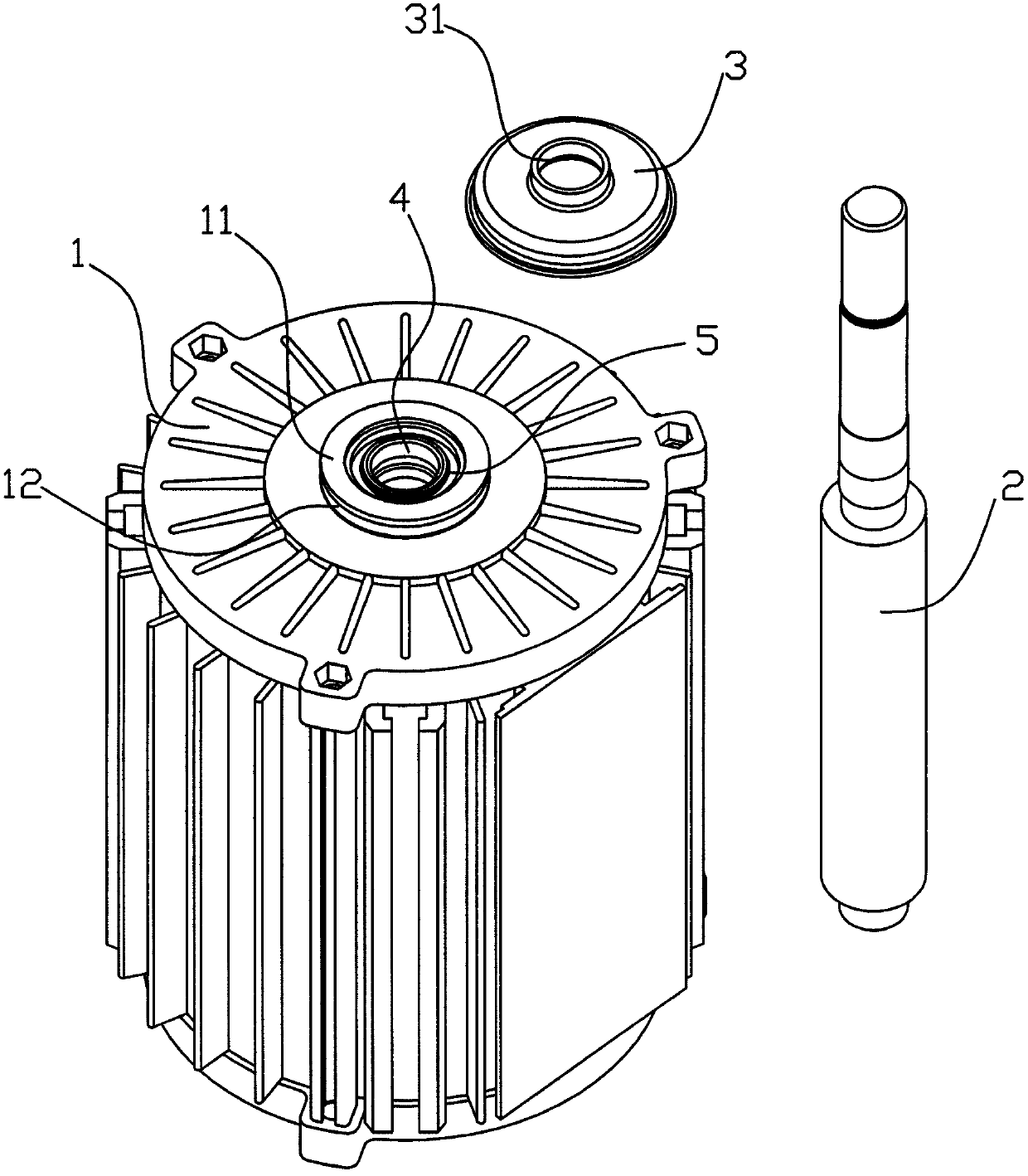 Sealing structure between motor shaft and motor cover