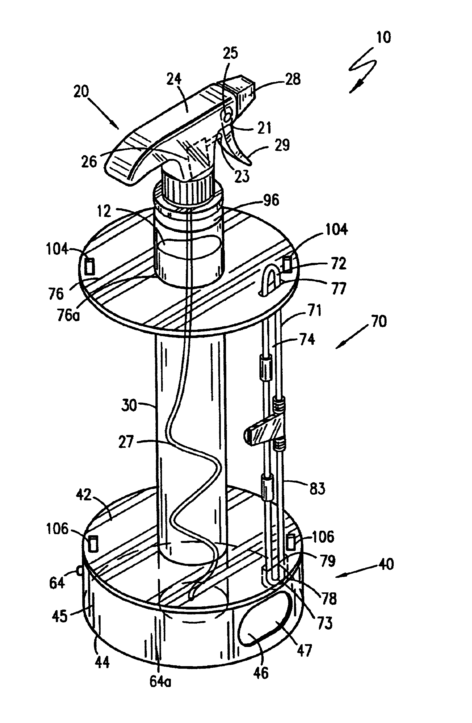 Combined portable, cleaning fluid spray apparatus and paper towel support and dispensing apparatus