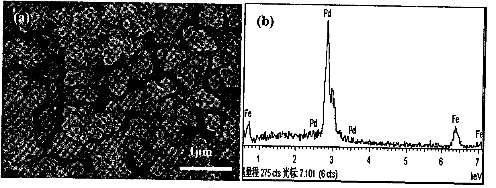 Preparation method of core-shell Fe/Pd bimetallic nano-catalyst