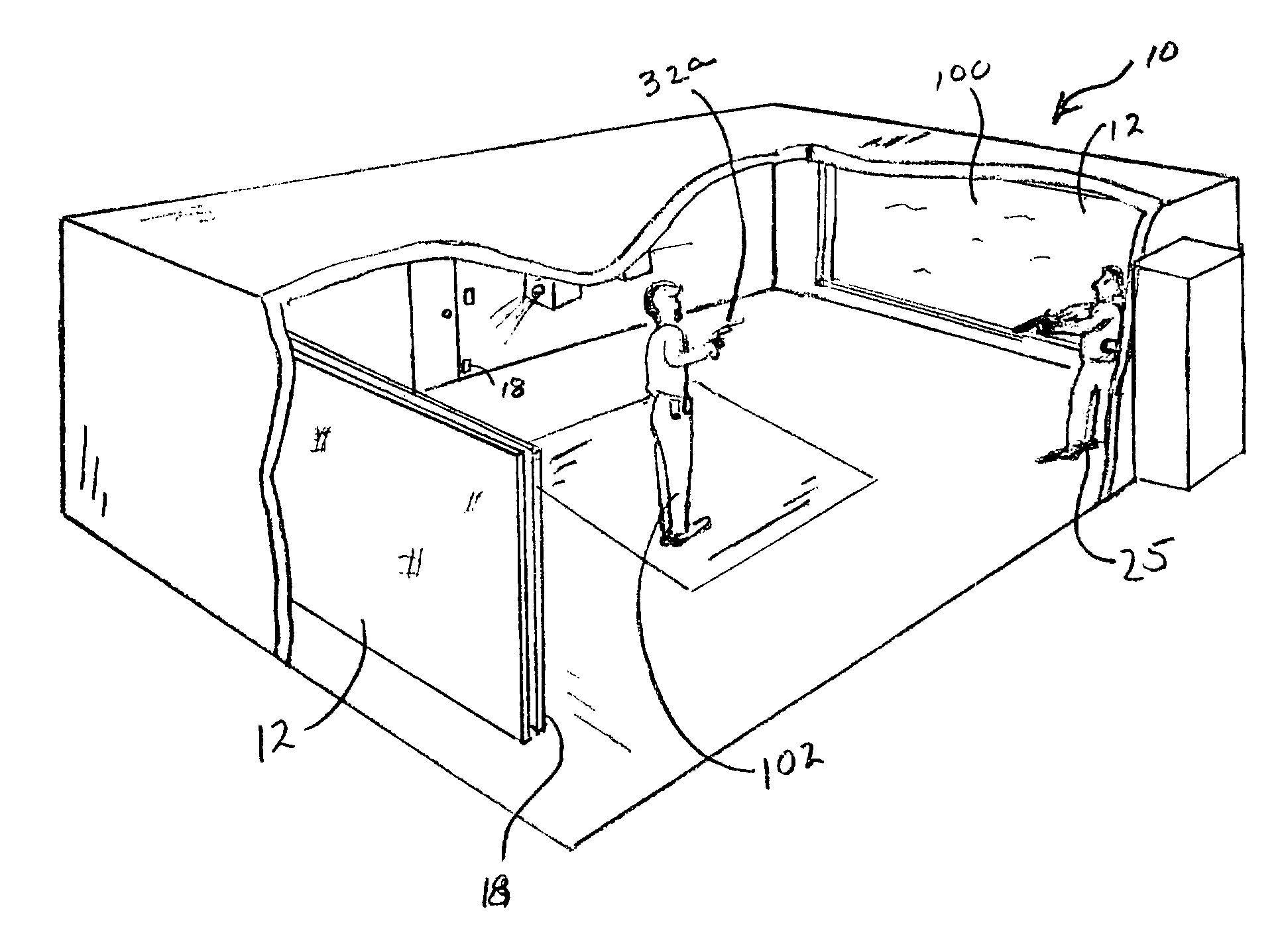 Simulator with fore and AFT video displays