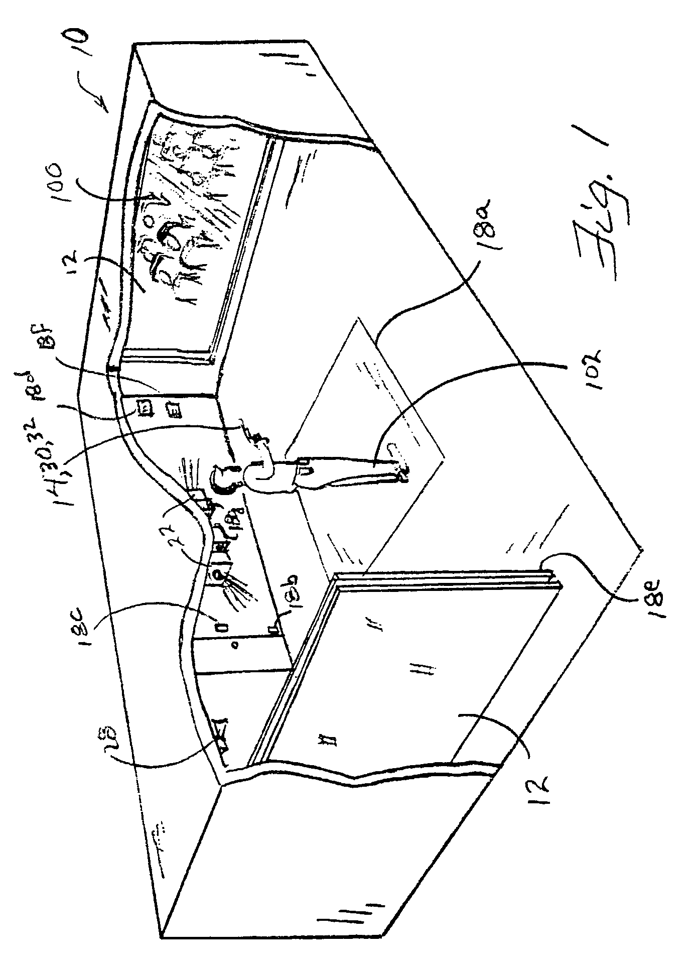 Simulator with fore and AFT video displays