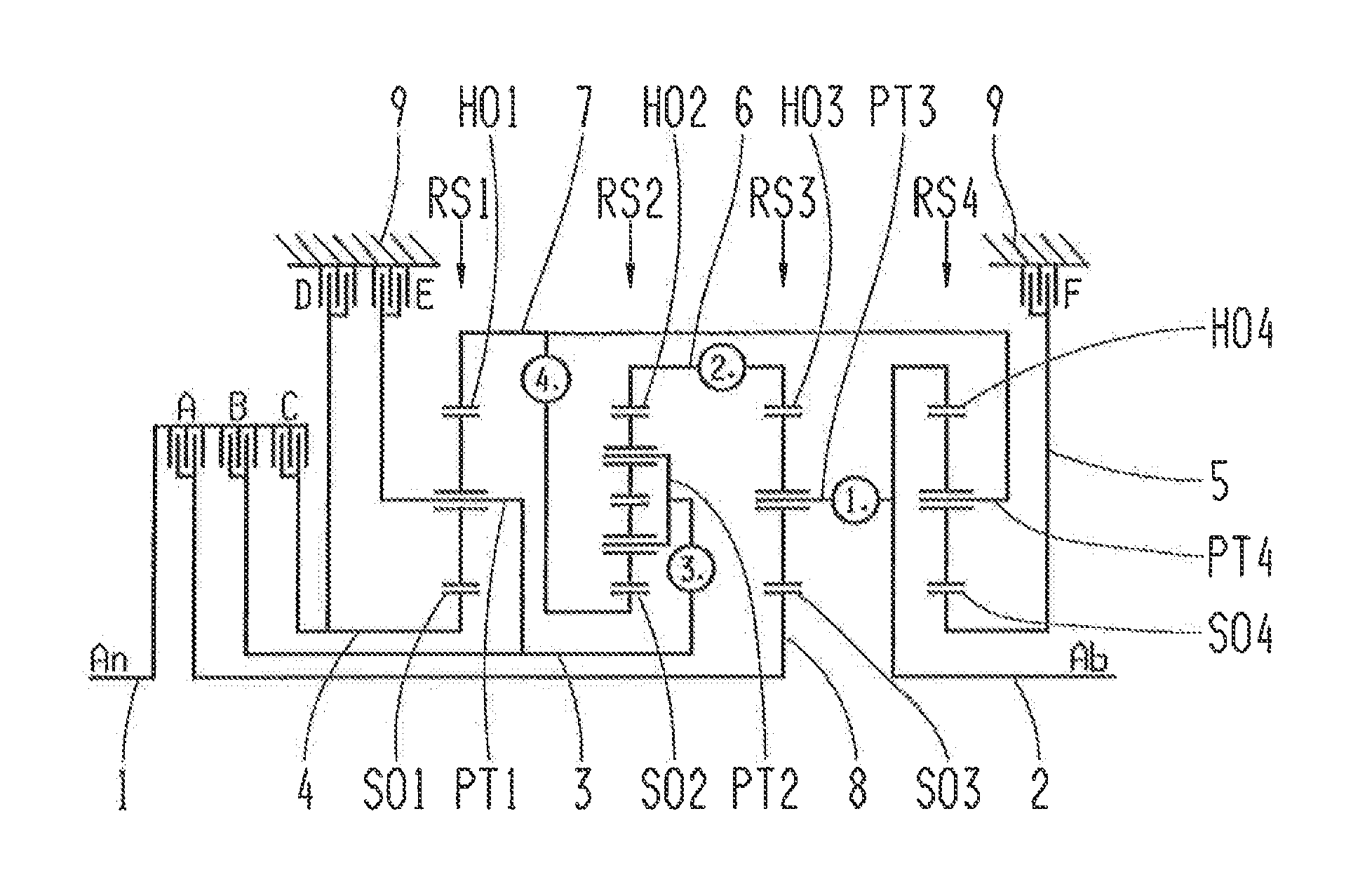 Multi-stage planetary vehicle transmission