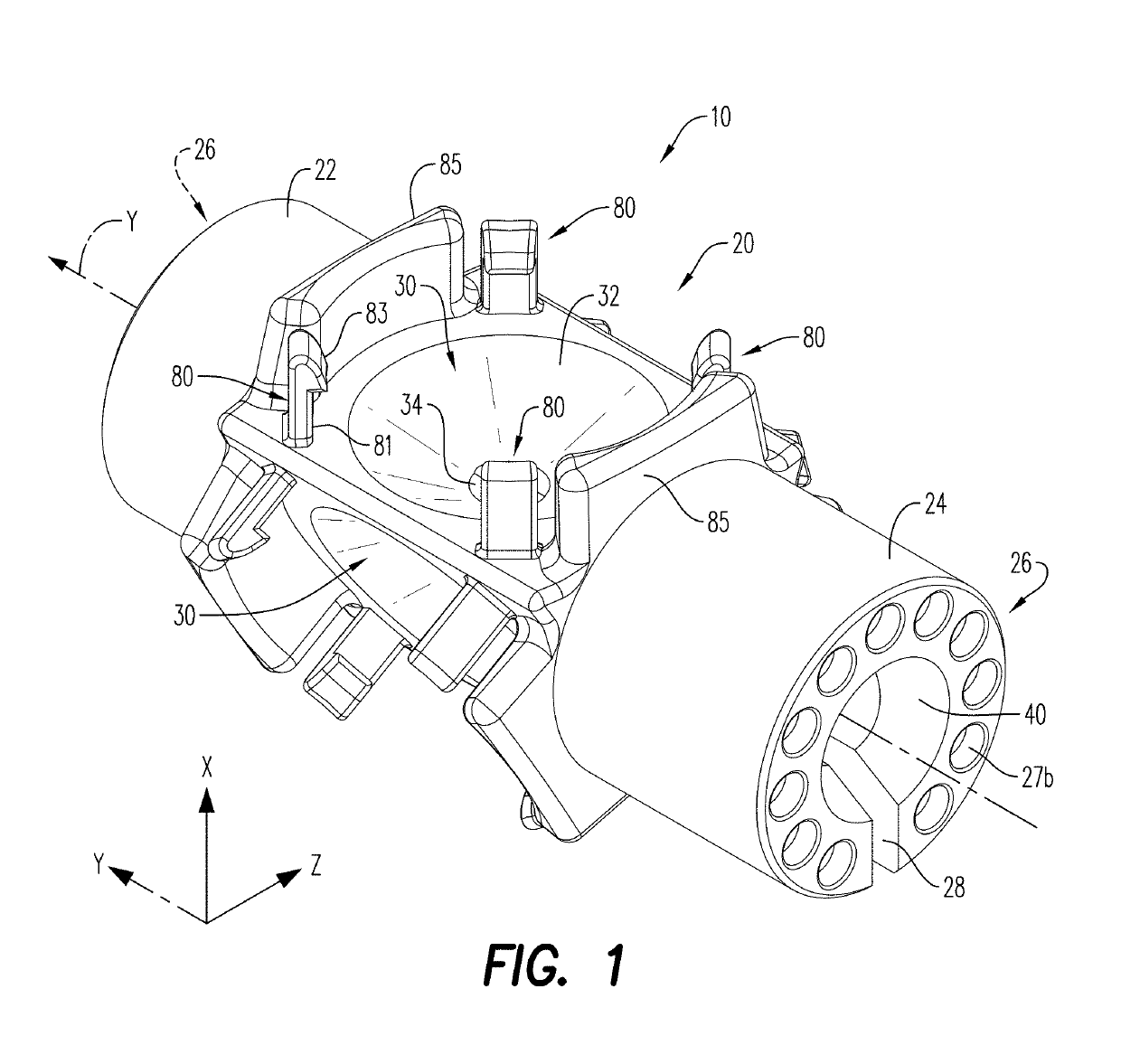 Positioning device for shaped charges in a perforating gun module