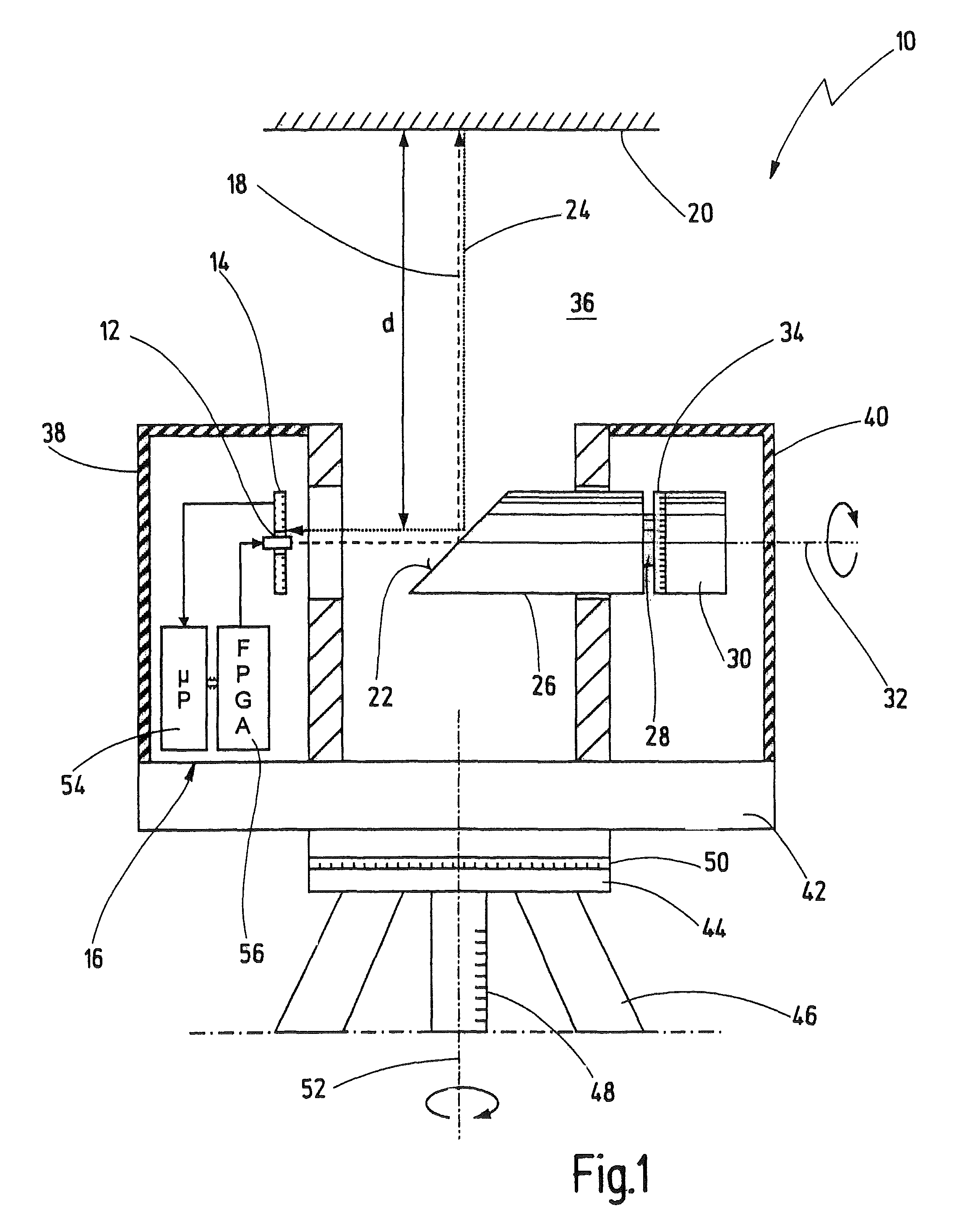 Method and device for determining a distance from an object