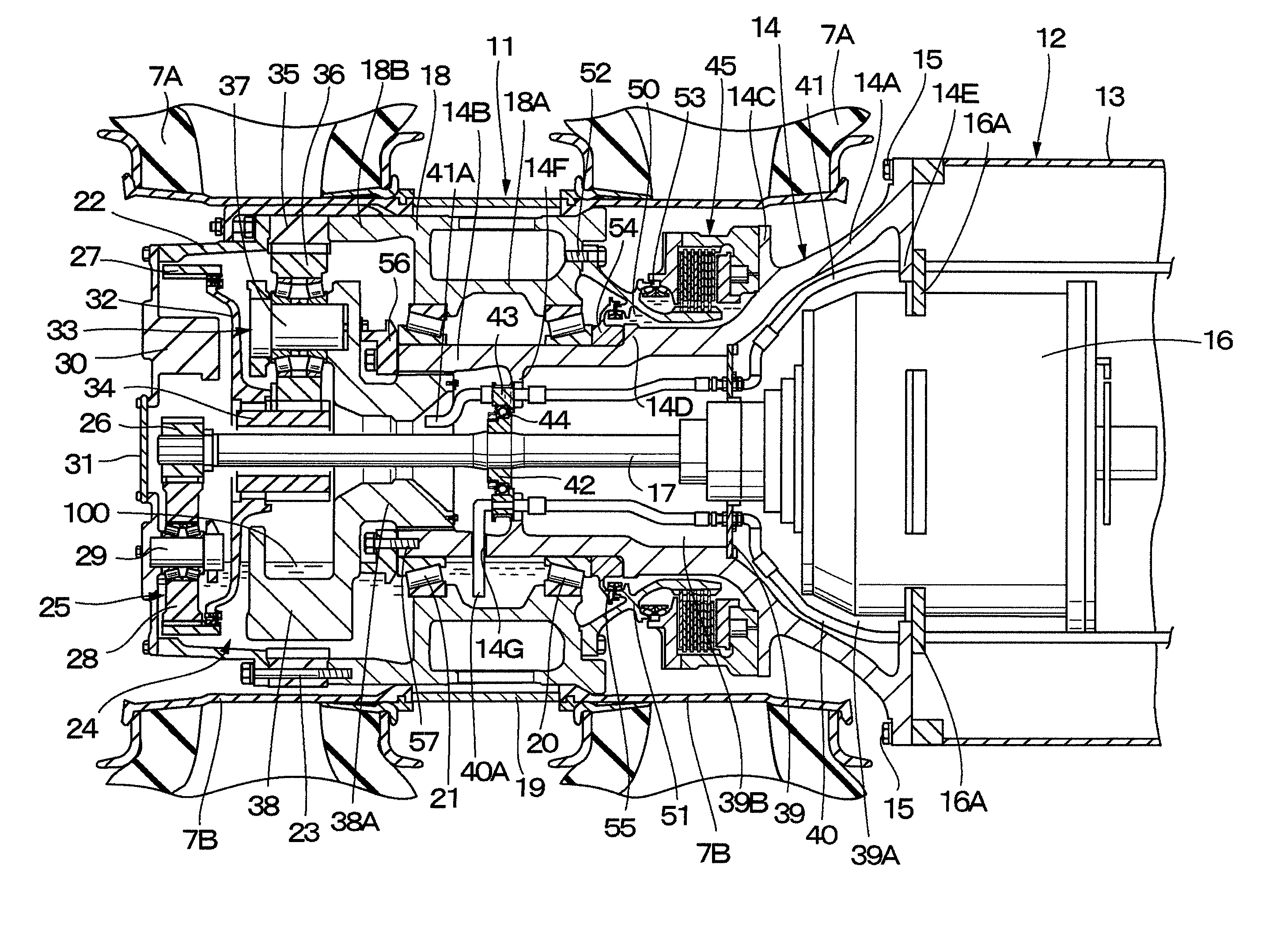 Travel drive device for dump truck