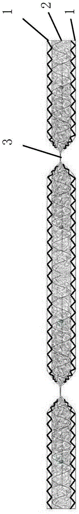 Structure capable of preventing down feather displacement and penetration and maintaining fabric elasticity and manufacturing technology thereof