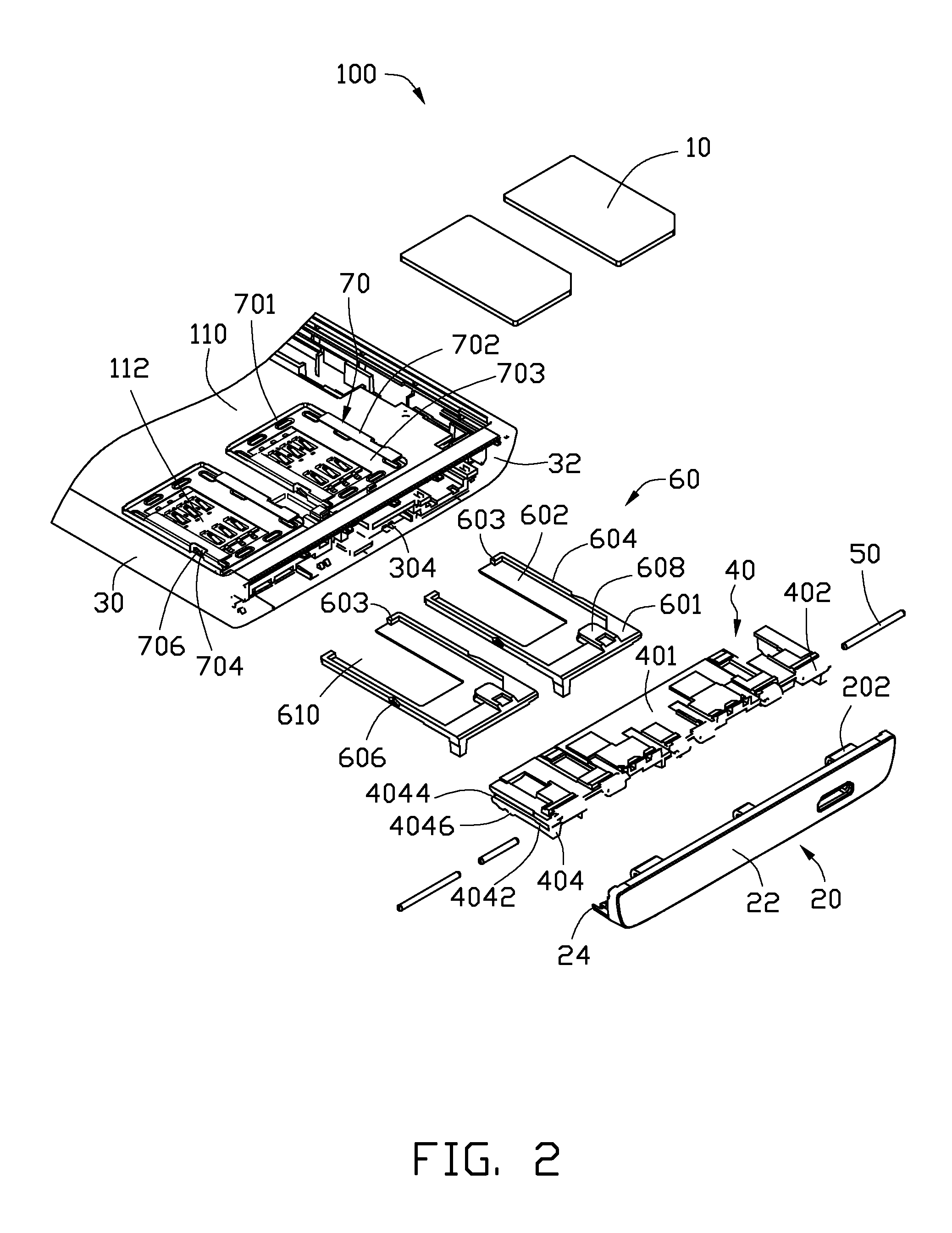 Chip card holder with protective cover for portable electronic devices