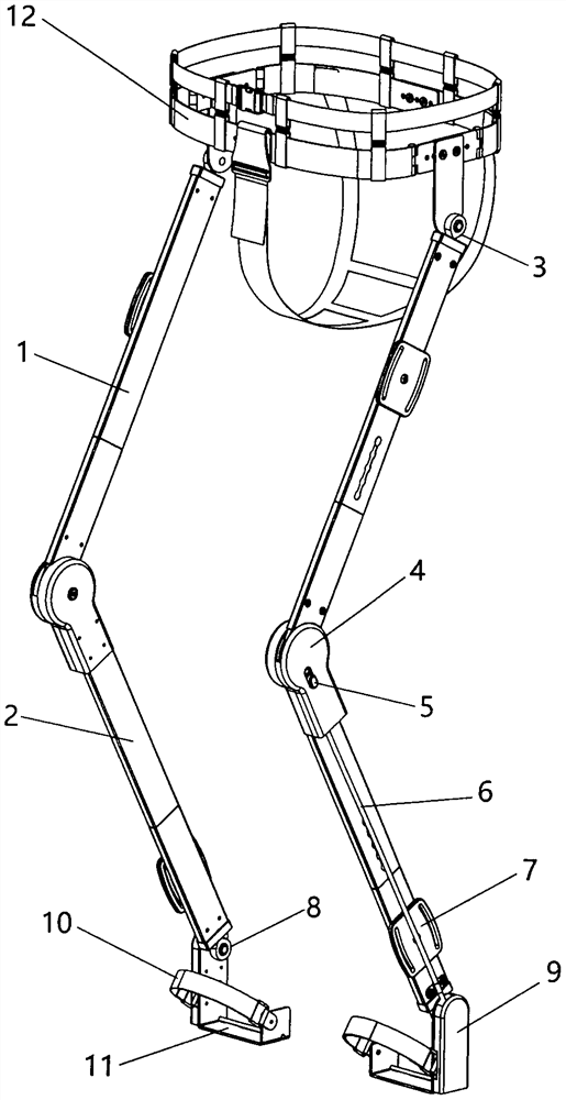 Unpowered walking assisting mechanical legs capable of realizing squatting rest