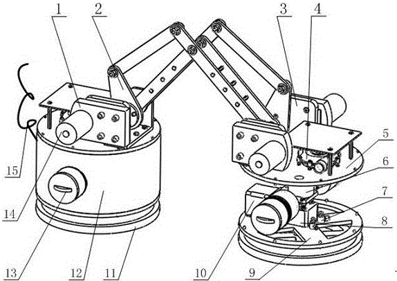 Double-suction-cup connecting rod type wall face cleaning robot