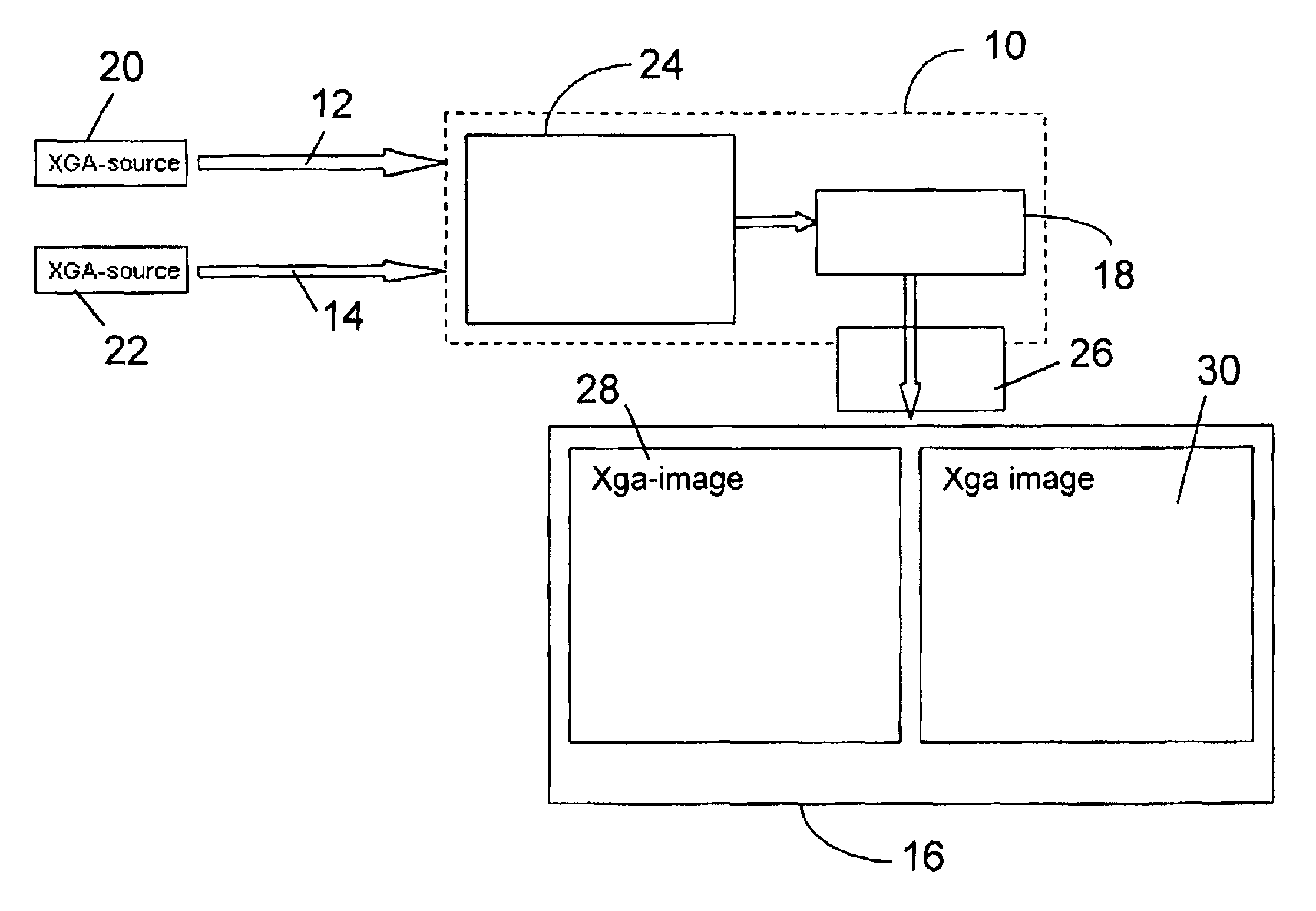 Full resolution multiple image projection system and method for projecting two images in full resolution adjacent each other