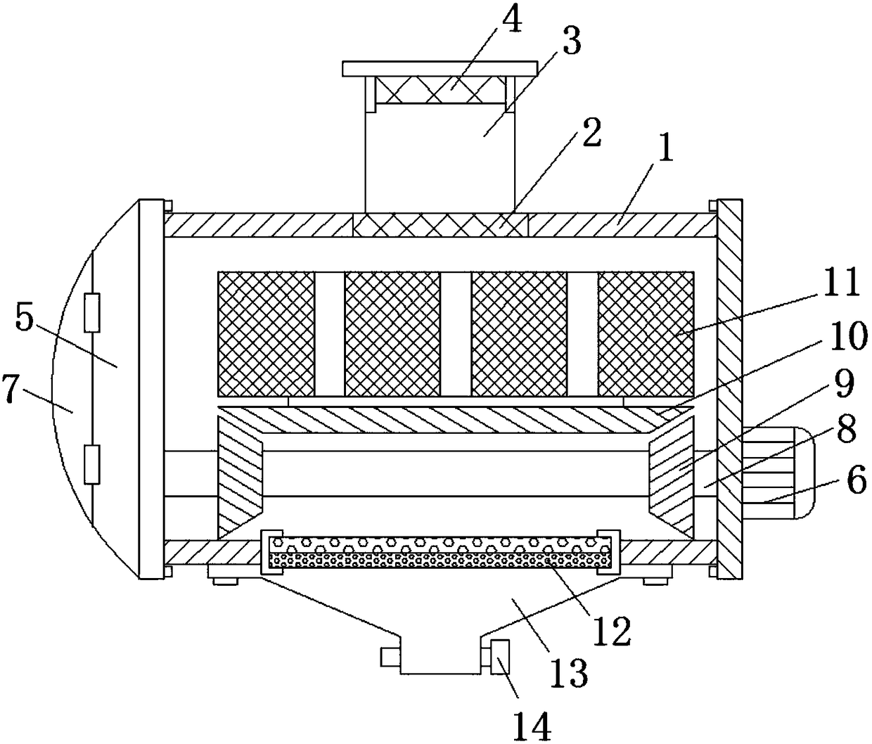 Multi-stage efficient filtering device used for industrial sewage treatment