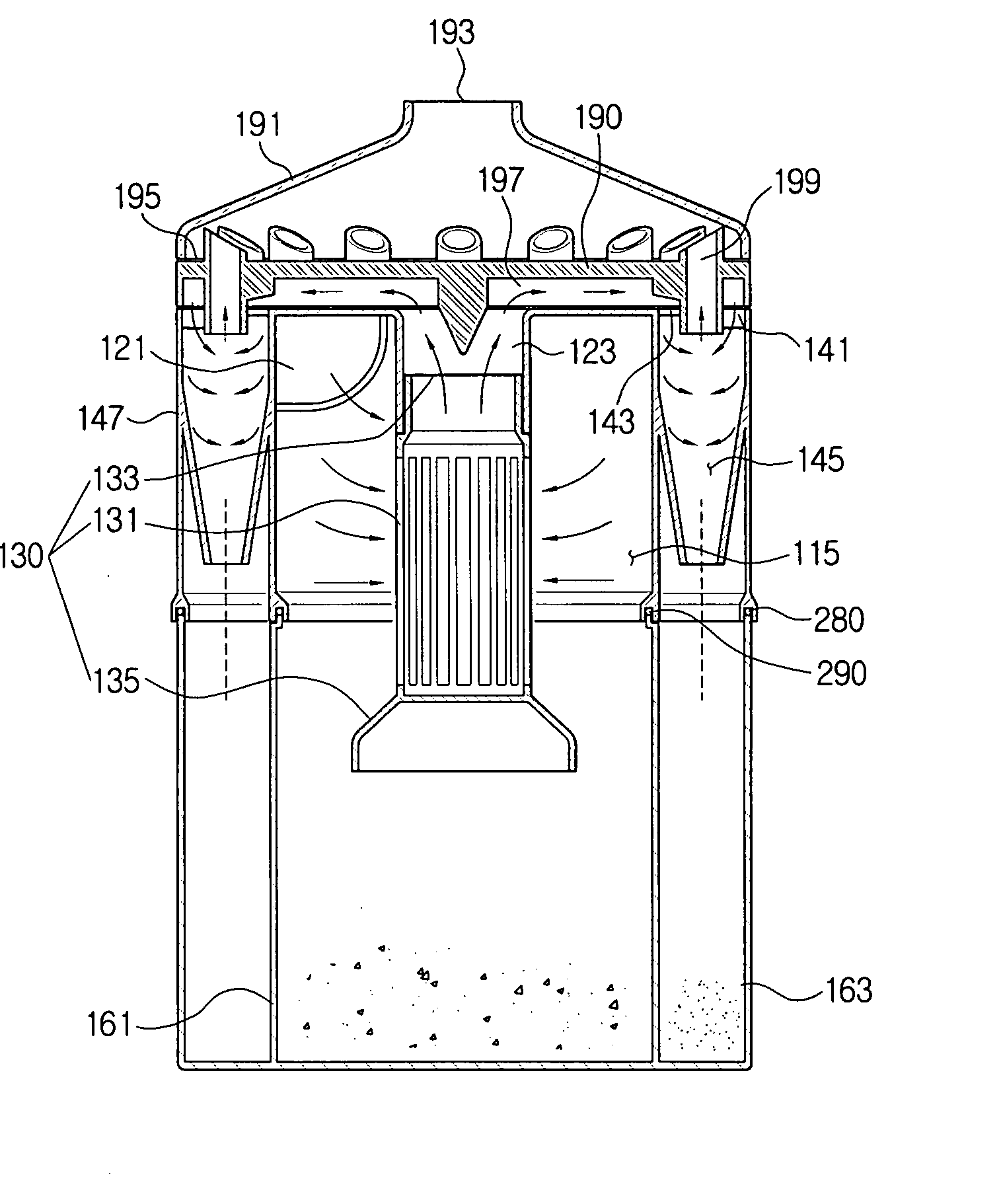 Cyclone separating apparatus and vacuum cleaner equipped with the same