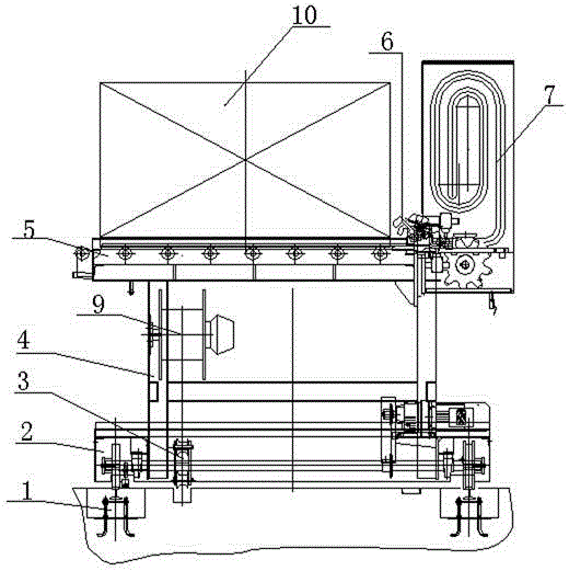 Movable type loading and unloading device for heat treatment products