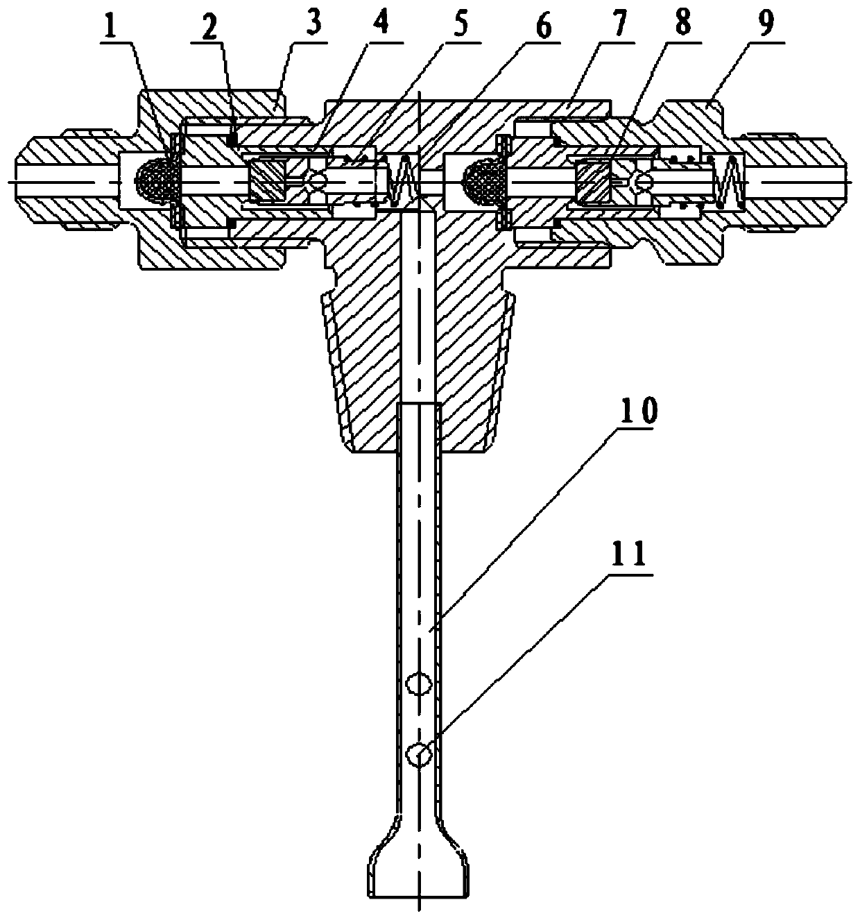 Inflation and deflation connector of airplane gas cylinder