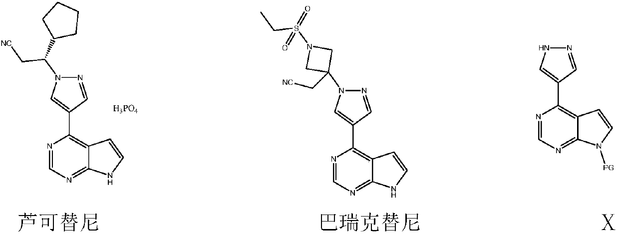 Simple synthetic method of 7-protecting group-4-(1-hydrogen-pyrazole-4-yl)pyrrole[2,3-d]pyrimidine