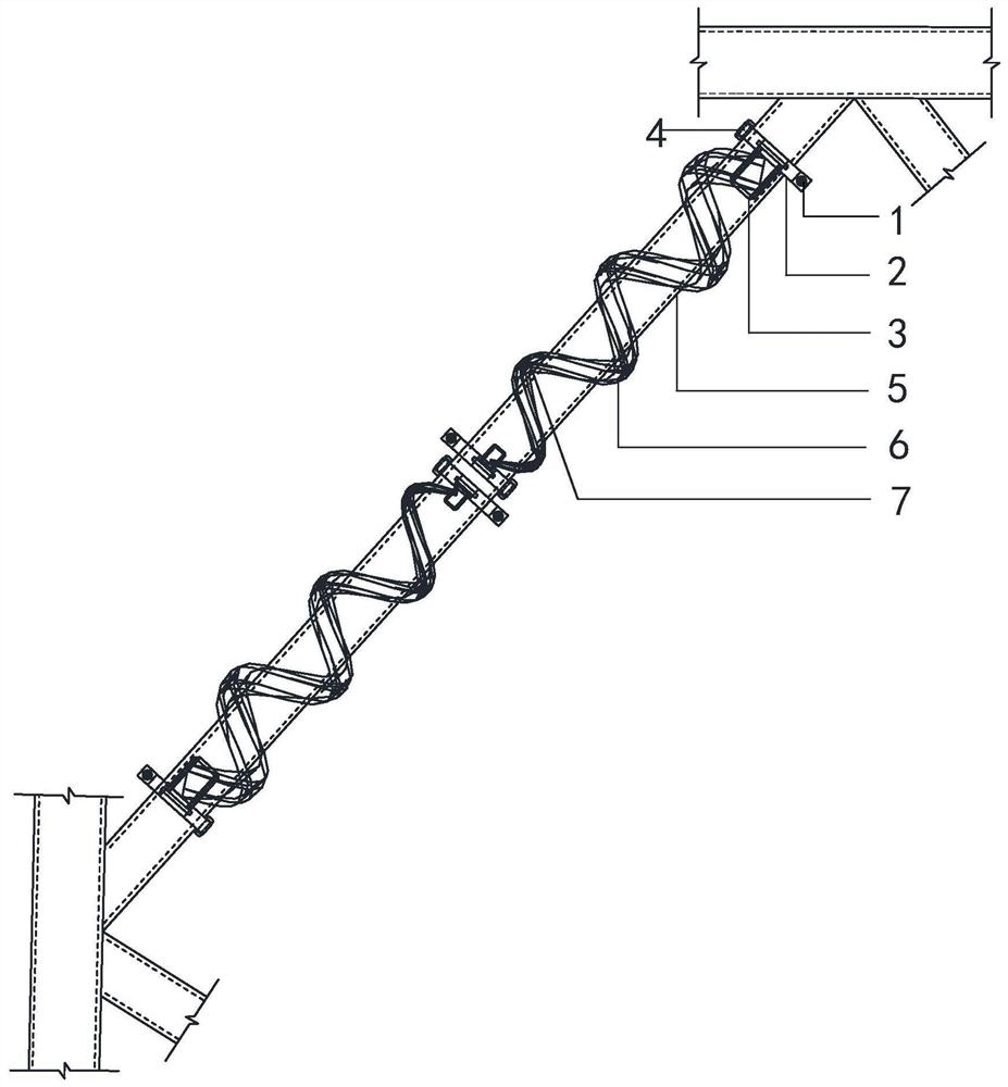 Winding type spiral line spoiler for restraining wind direction vibration of steel pipe tower web member