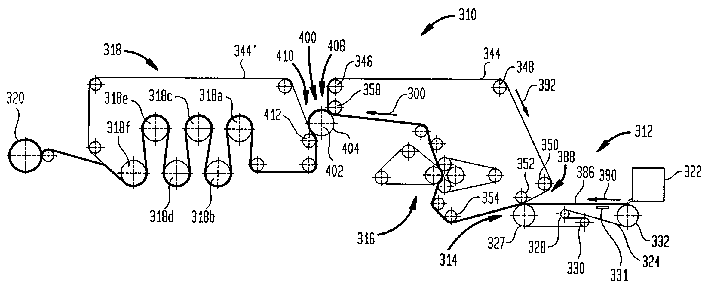 Low compaction, pneumatic dewatering process for producing absorbent sheet