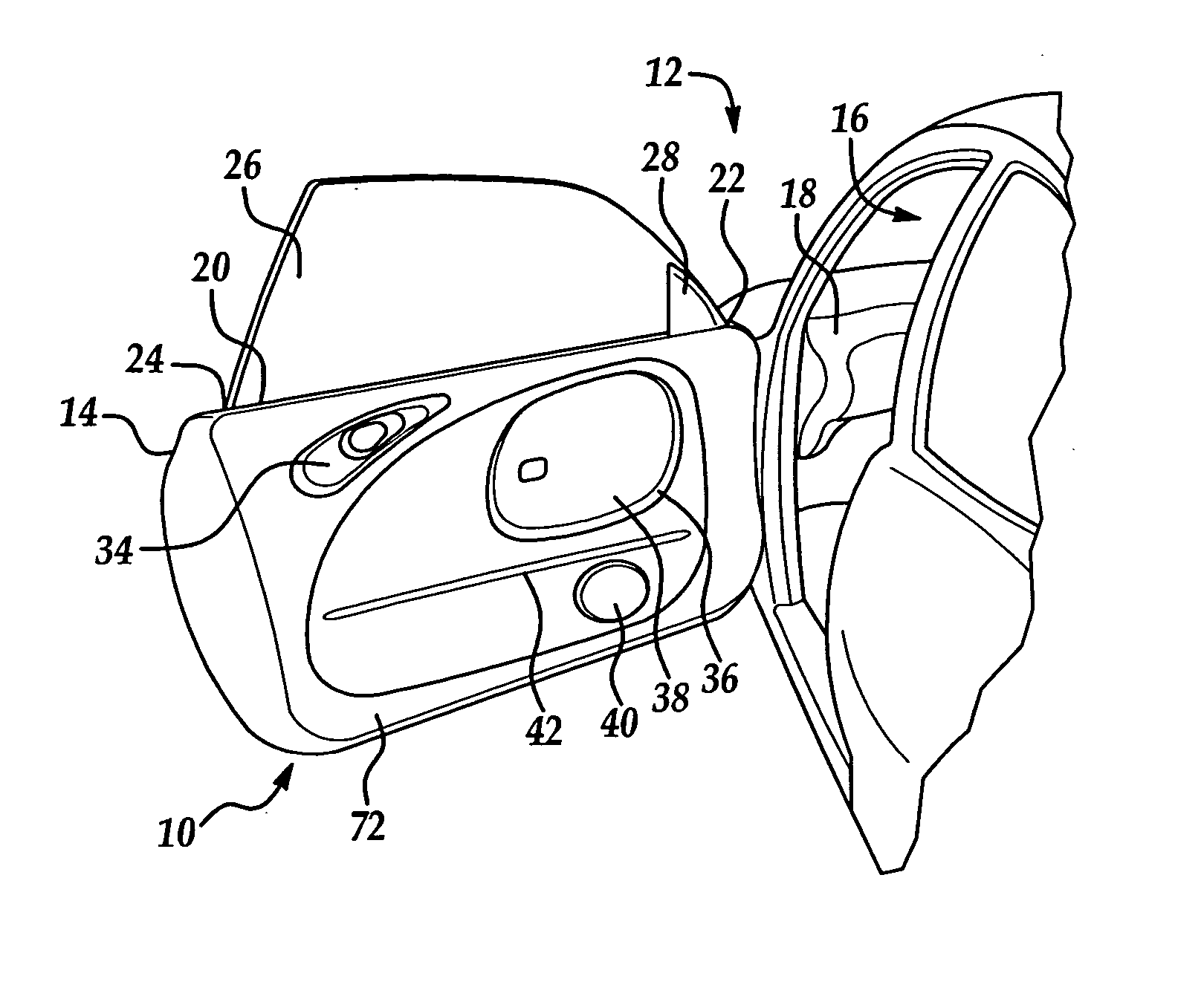 Vehicle interior trim panel component assembly and in-mold method of manufacturing same