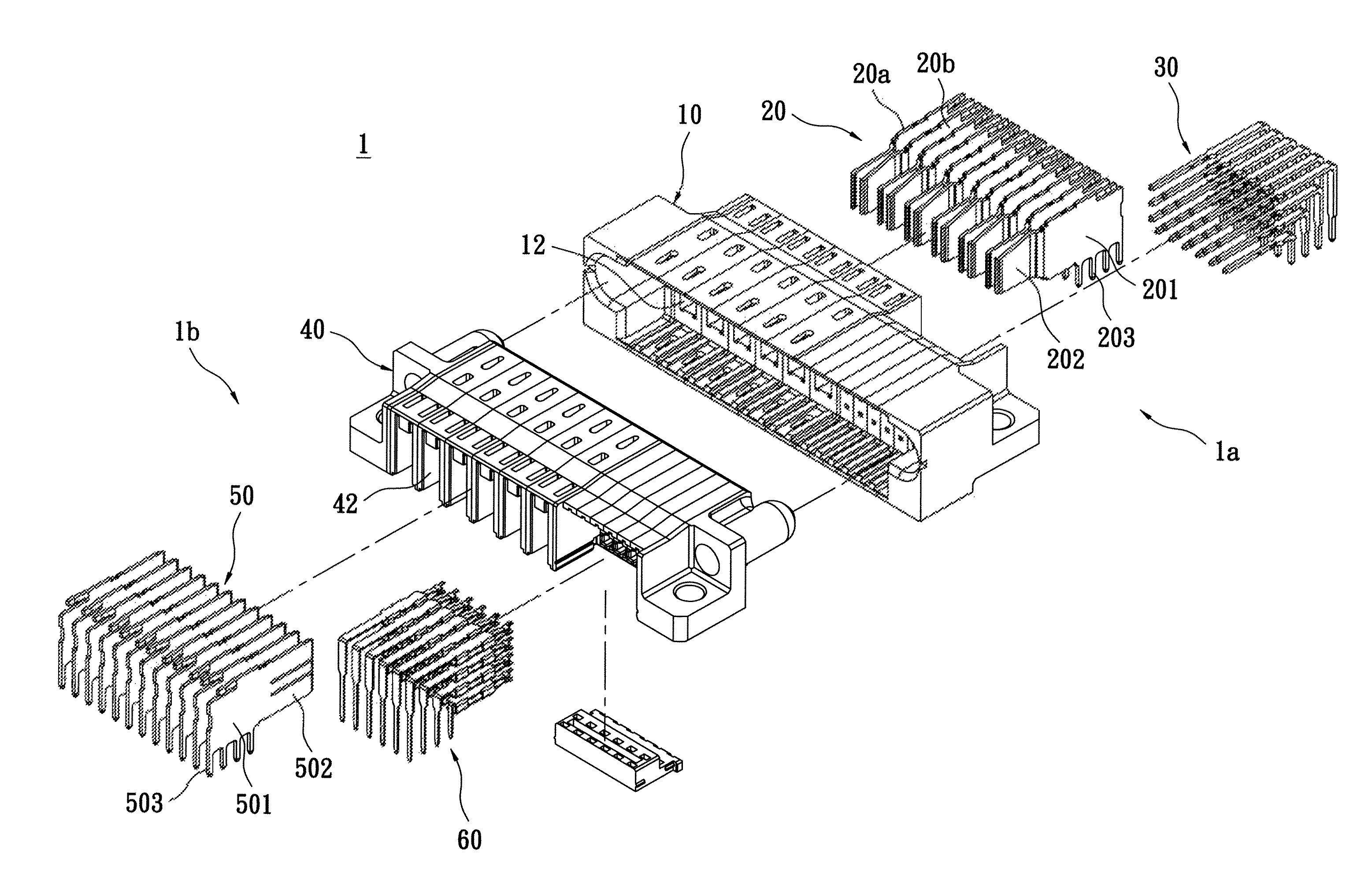 Power connector assembly with improved terminals