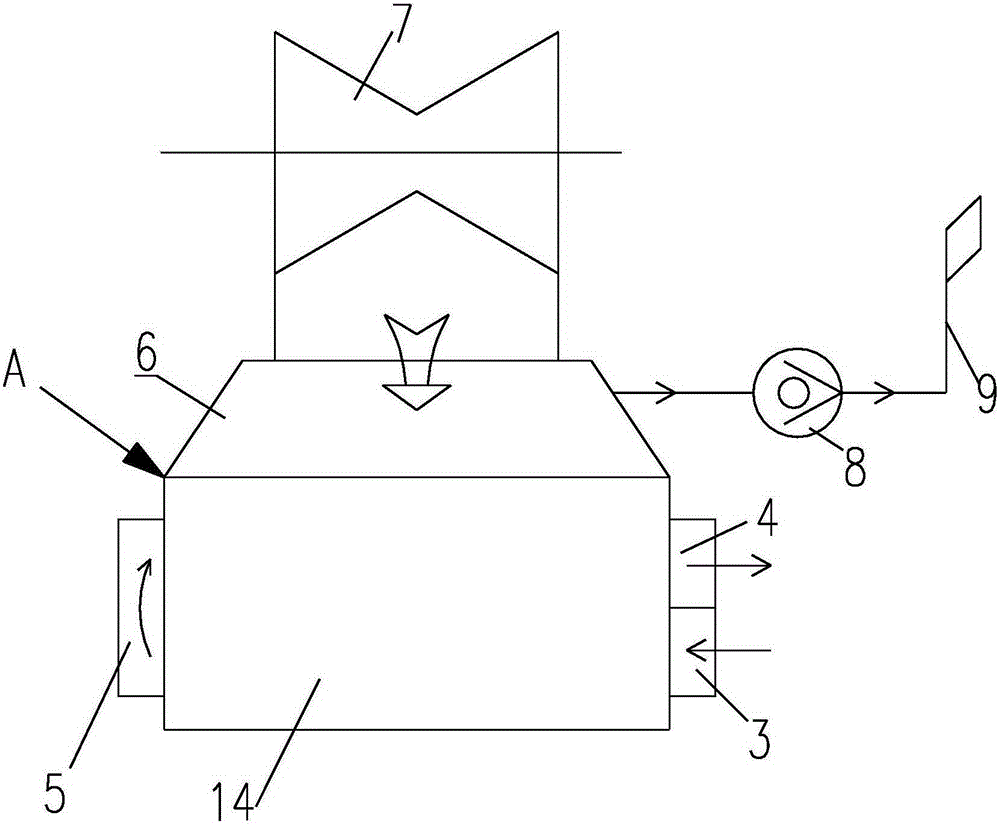 Mixing condensing system based on up-in-down-out superposed double-flow-path steam condenser