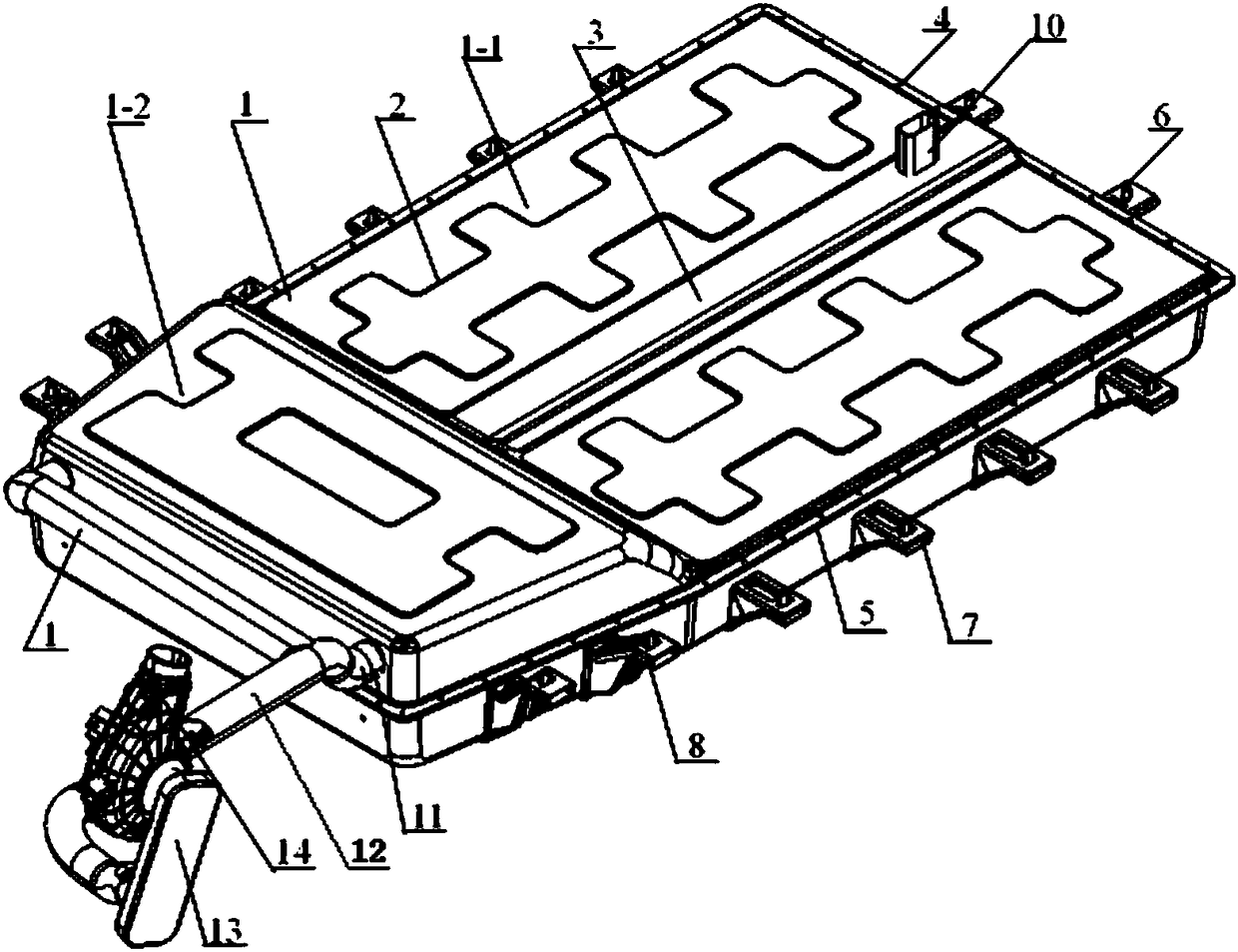 Power battery assembly of pure electric vehicle integrated with air cooling apparatus