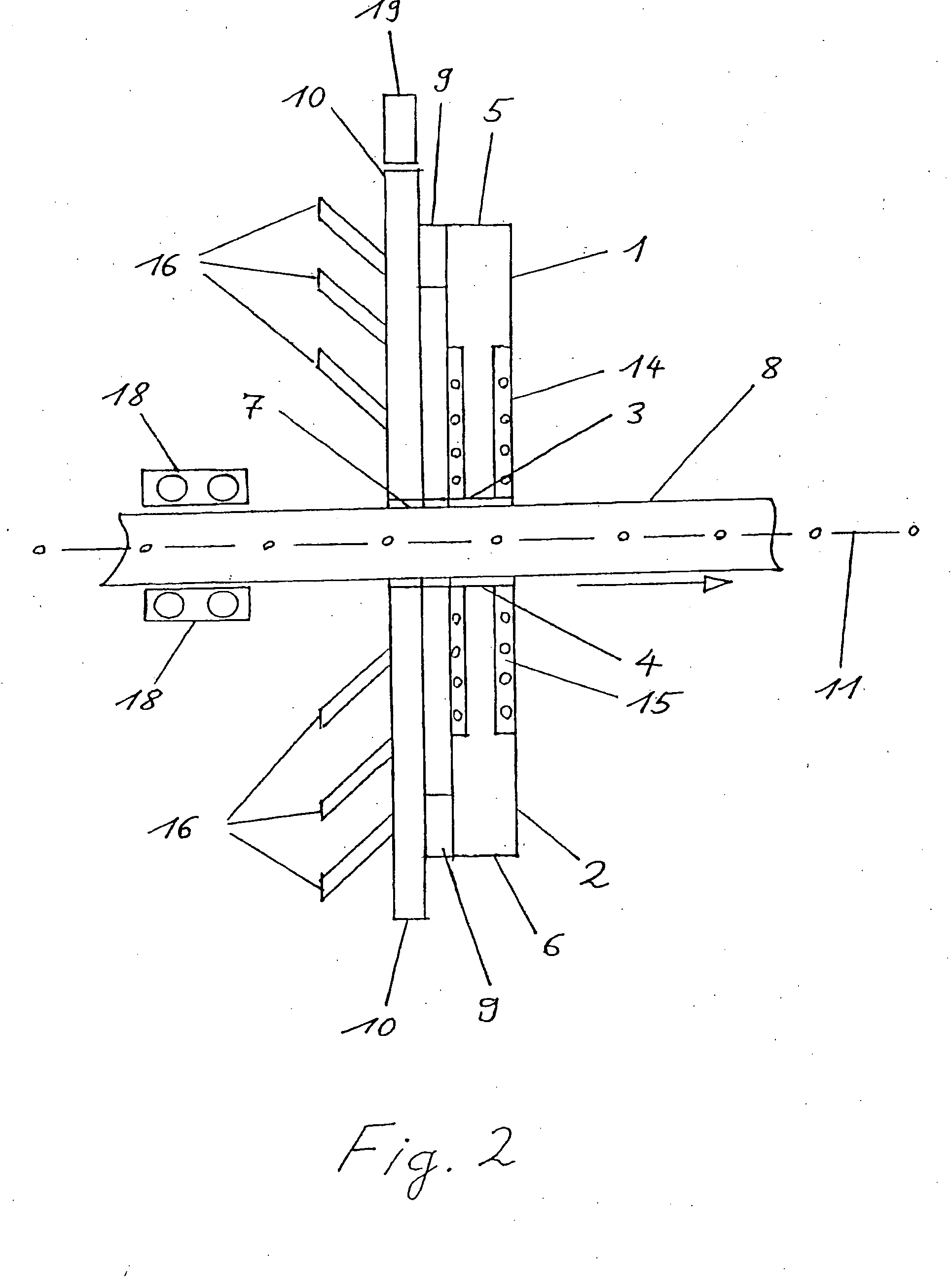 Device for testing a test specimen for surface faults by magnetization means and by means of induction process as measurement sensors